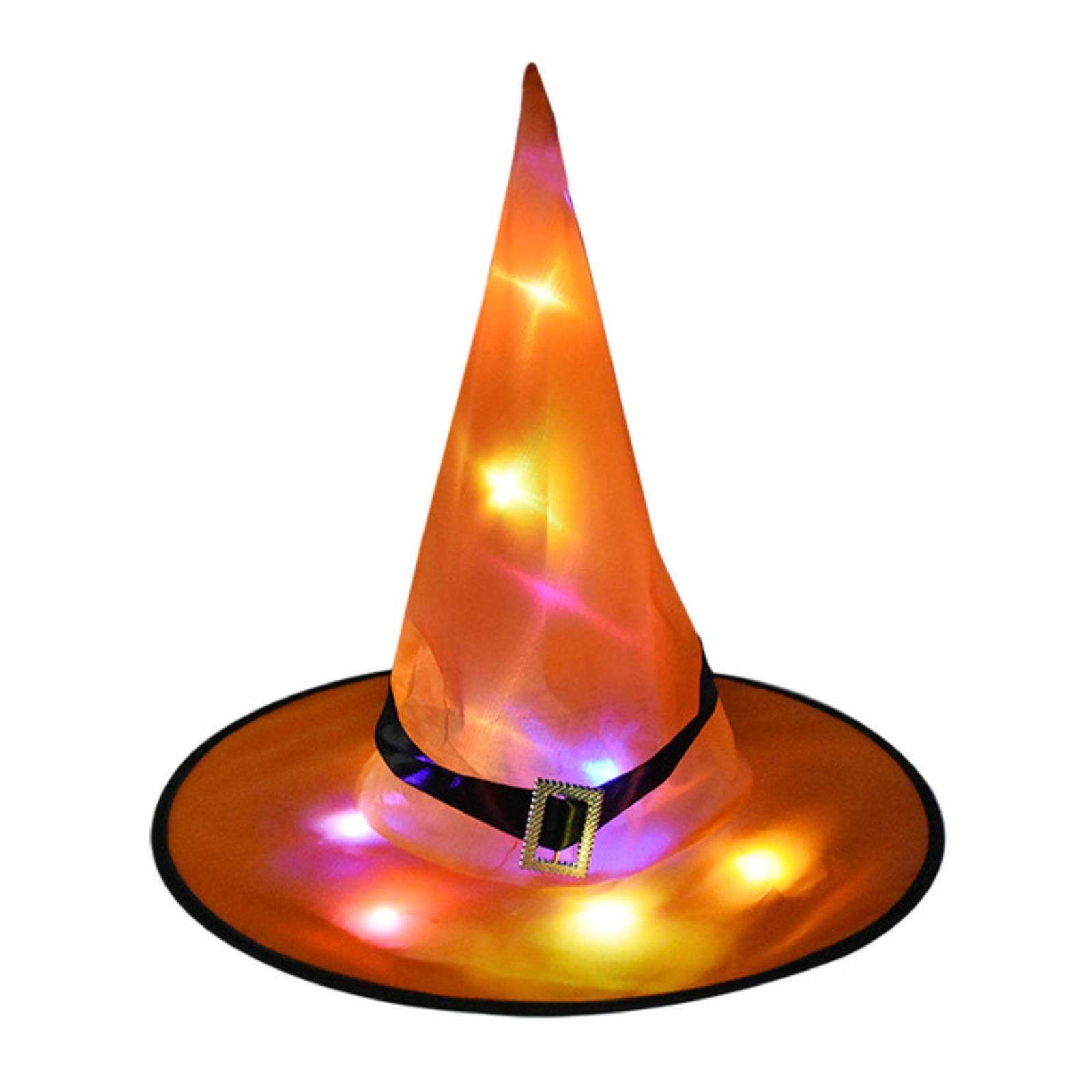 OPKLNM LED Light Up Witch Hat - Glowing Halloween Decor for Kids, Hanging Tree Ornament & Witch Costume Accessory - Perfect for Halloween Parties, Trick or Treating & Spooky Home Decor