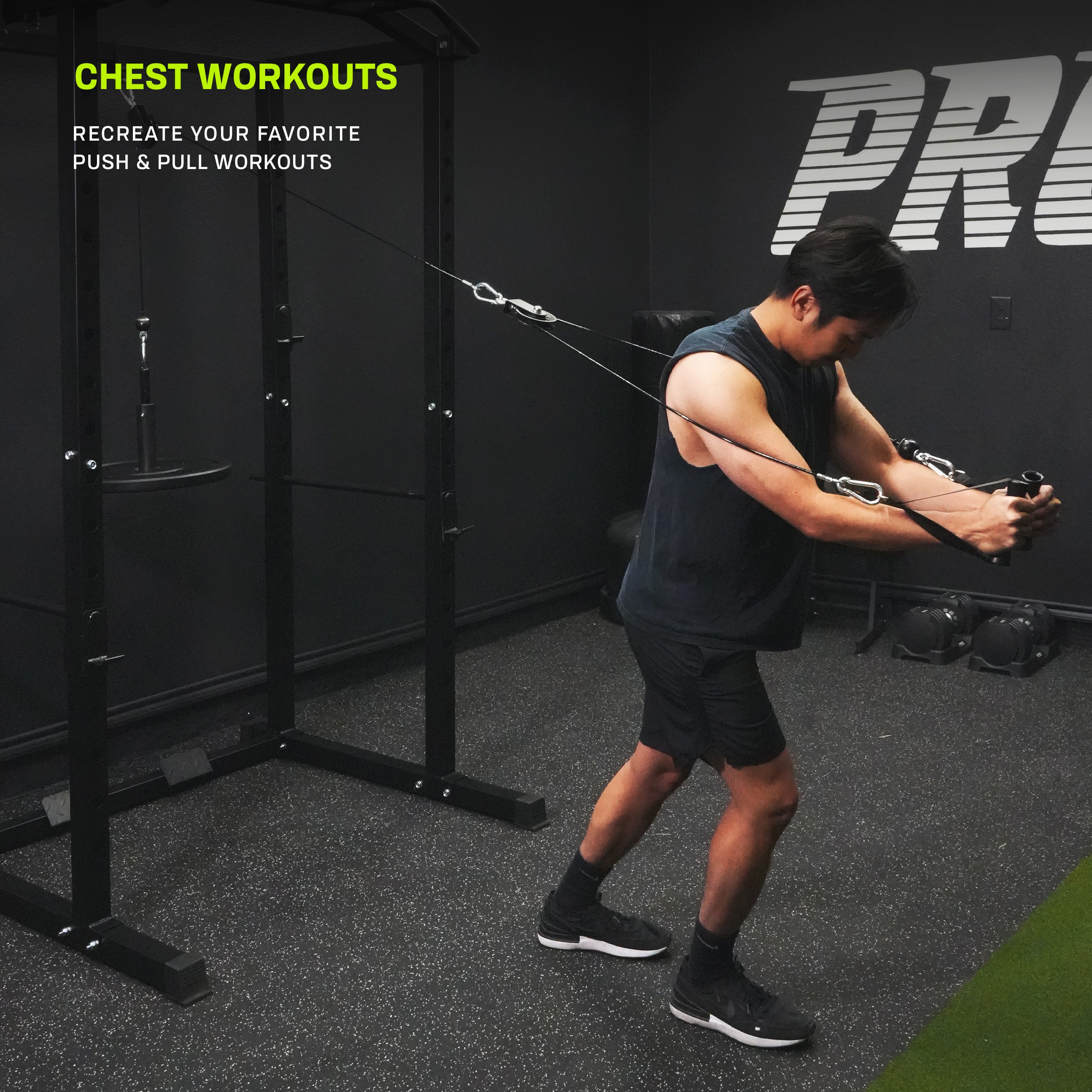 PRCTZ Adjustable Cable Pulley System for Home Gym - Strength Training Equipment for Full Body Workouts, Resistance Bands & Weight Lifting - Perfect for Garage Gym, CrossFit & Functional Training