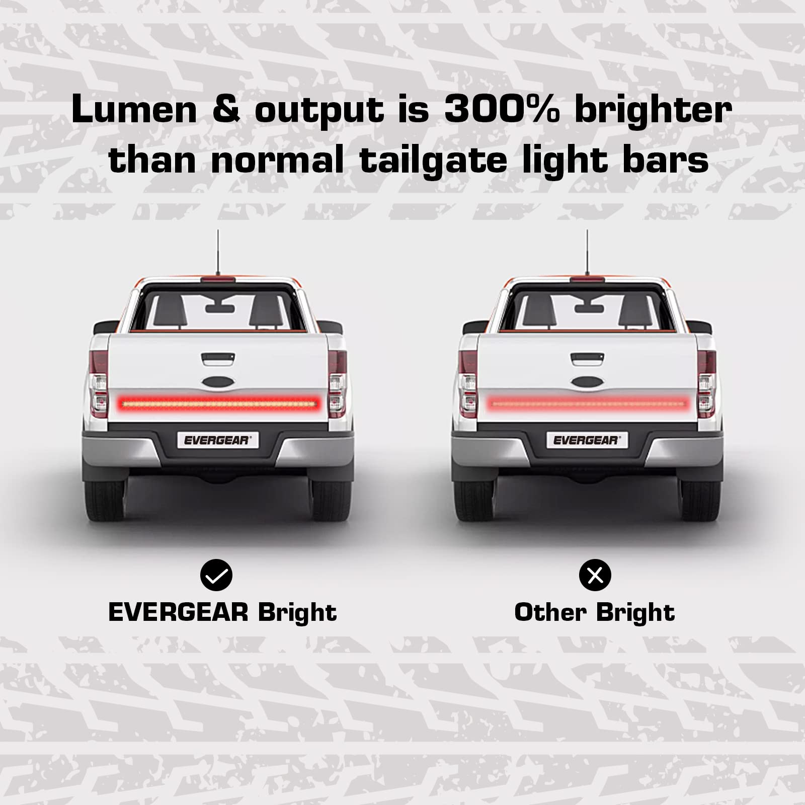 90 LED Single Row Tailgate Light Bar - 60 Inch Red Running Brake Lights with Turn Signal & White Reverse Light for Trucks | Durable Waterproof LED Strip for Off-Road, Towing & Night Driving Safety