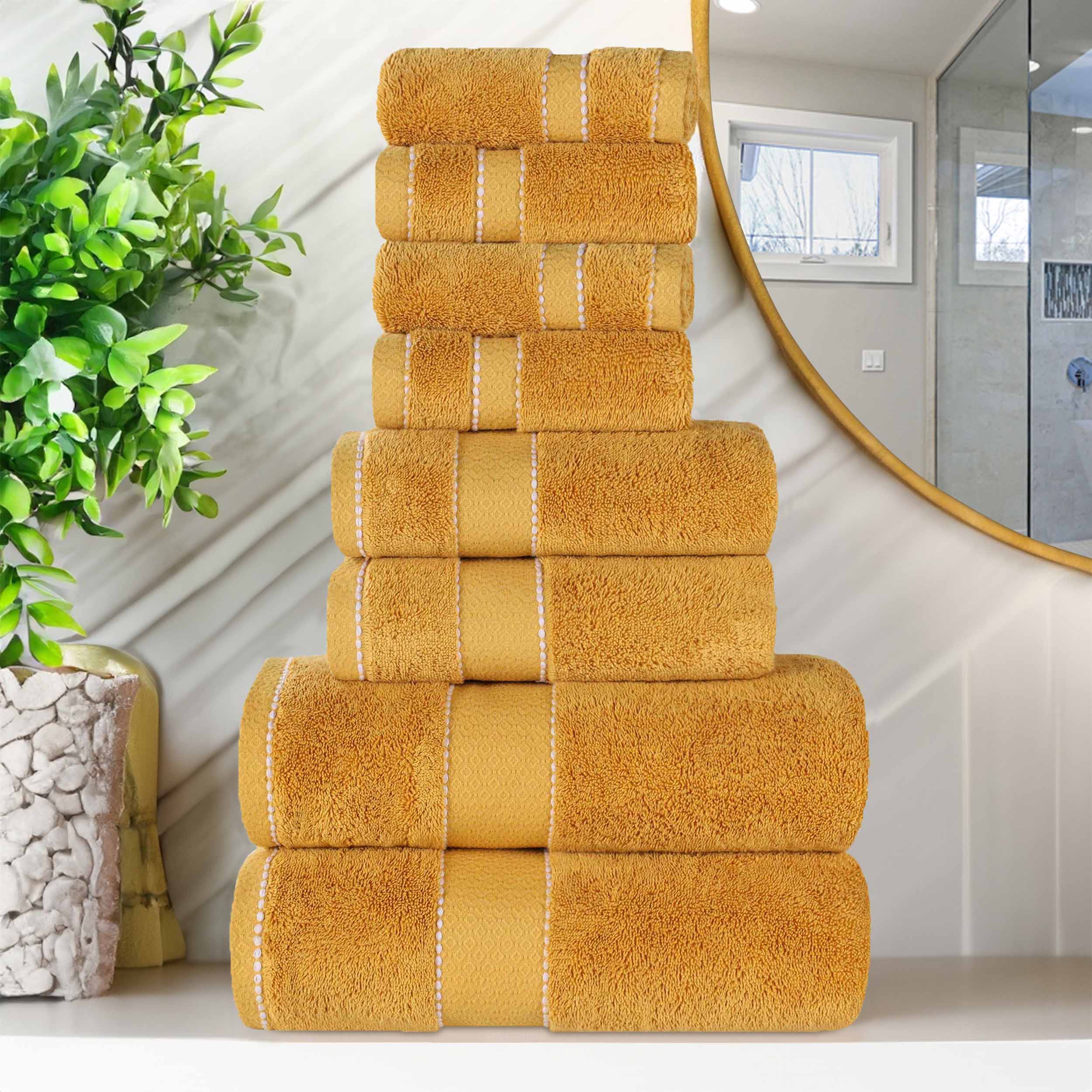 Premium 8-Piece Giza Cotton Towel Set - Ultra Absorbent, Soft & Durable Egyptian Cotton Bath Towels for Spa, Bathroom & Luxury Home Use