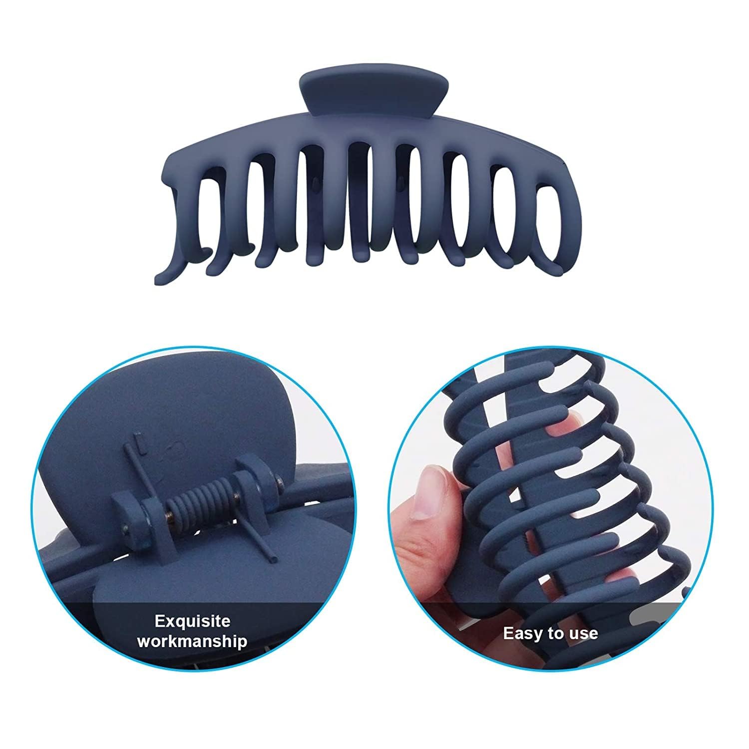 Skvilla 3-Piece Large Hair Claw Clips for Women - Strong Hold Non-Slip Matte Hair Clips (4 Inch) for Thin, Thick & Curly Hair - Neutral Multicolor | Perfect for Updos, Ponytails & Everyday Hairstyles