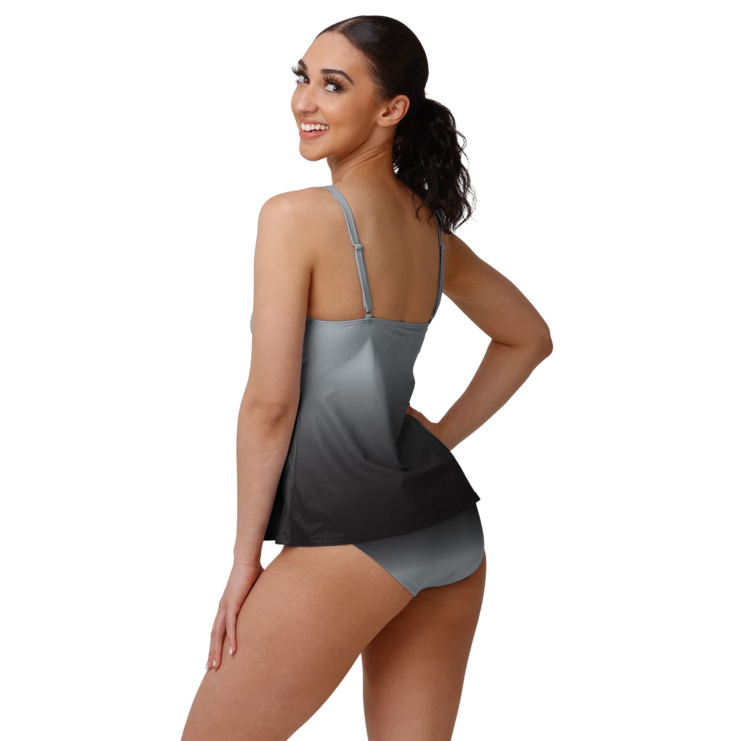 Las Vegas Raiders NFL Women's Gradient Tankini Top - Official Licensed Football Swimwear for Pool, Beach & Game Day Outfits