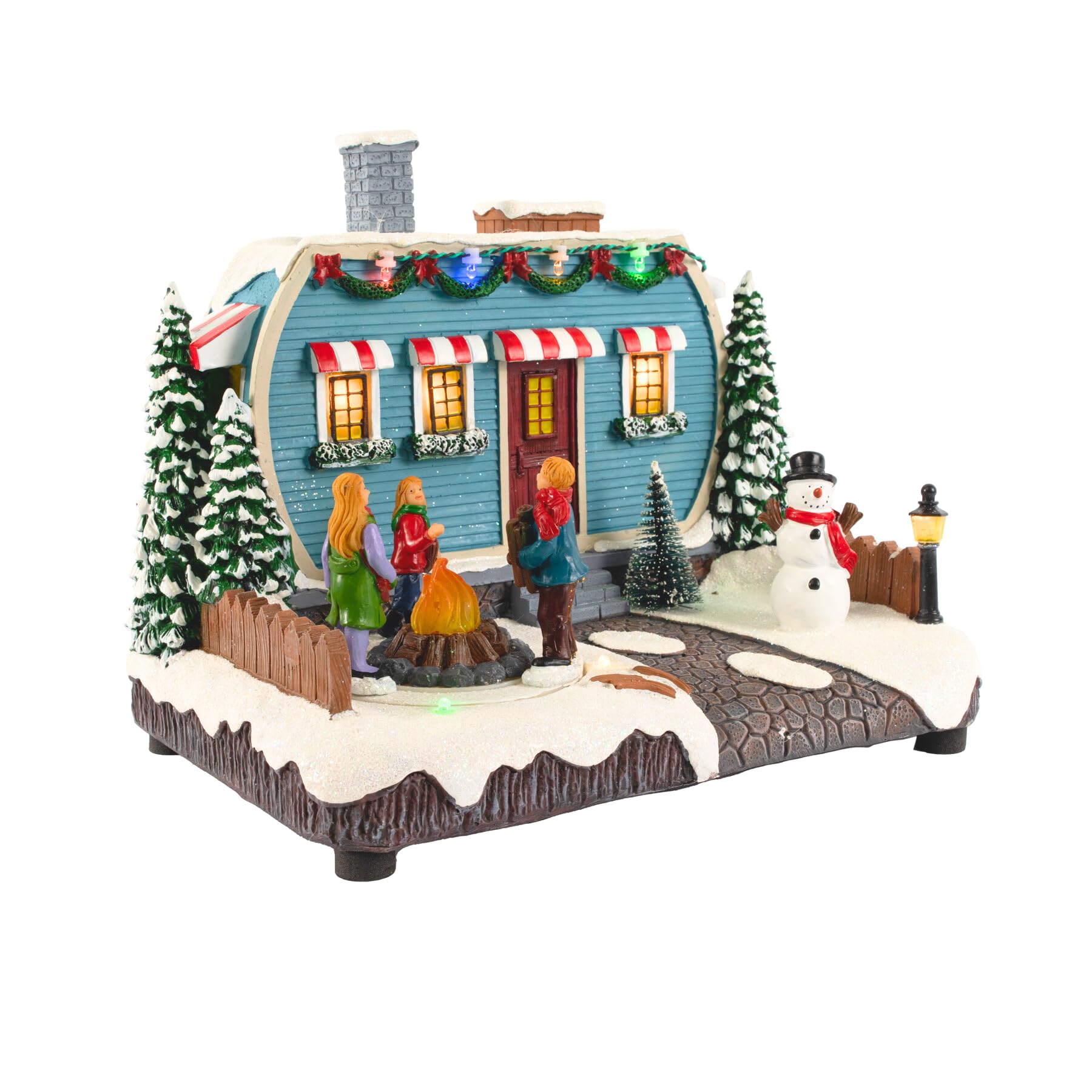 Animated Christmas Village Camper with Motion, Sound & LED Lights - Holiday House Collection Decor for Home, Office & Gift Giving | Perfect for Christmas Tree Displays, Mantel Decorations & Winter Village Scenes
