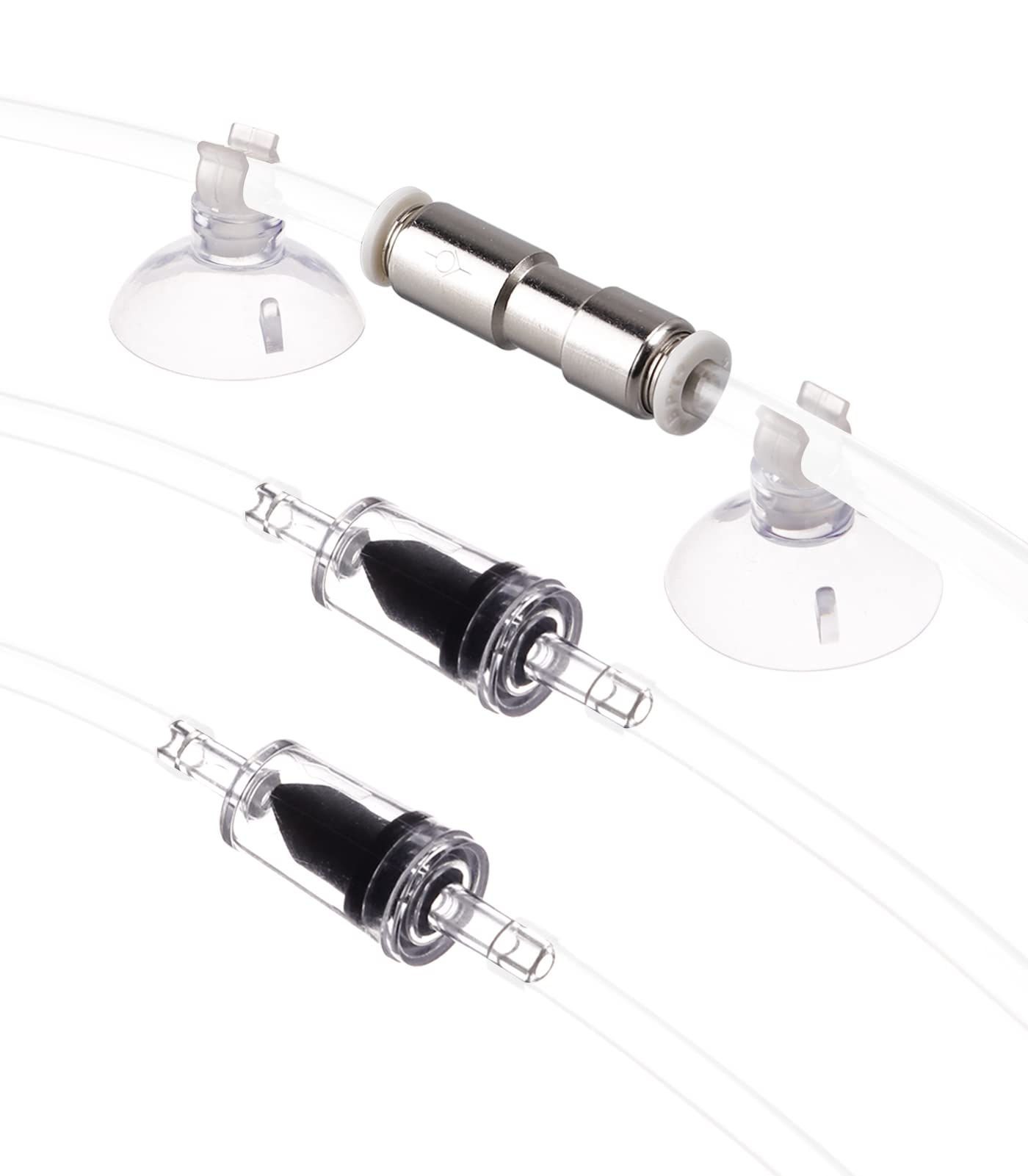 1-Way Non-Return Aquarium Check Valves with Suction Cups - Air Pump Spare Parts Kit for Fish Tank, Hydroponics & Water Filtration Systems
