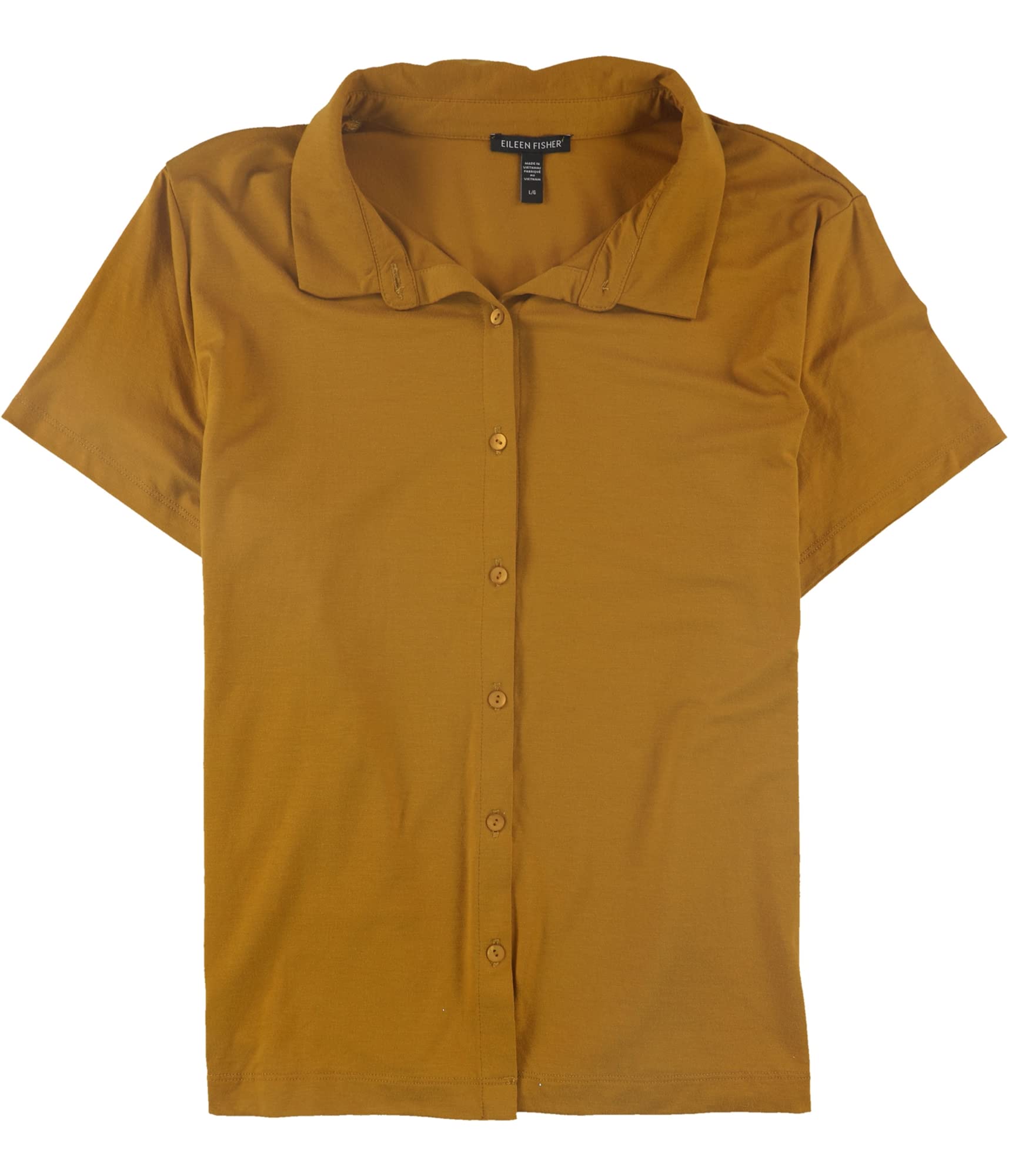 Eileen Fisher Women's Classic Button-Up Shirt - Yellow, Large Size | Casual & Office Wear for Professional Women