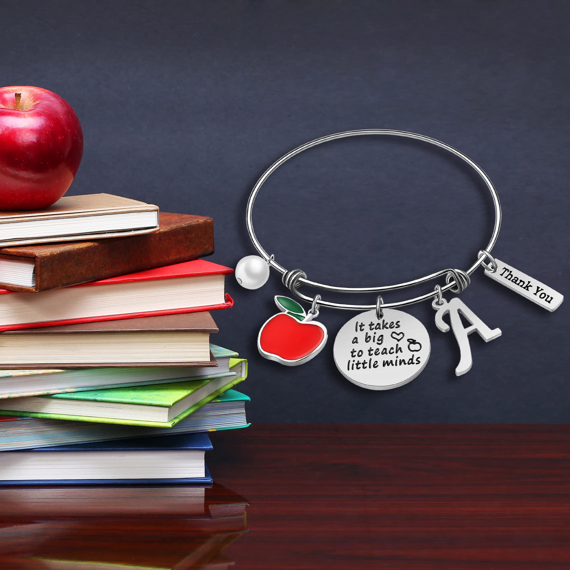 GLIVEOR Stainless Steel Teacher Appreciation Charm Bracelet - Thoughtful Thank You Gift for Women Educators | Perfect for Teacher's Day, Retirement, End of Year & Special Occasions