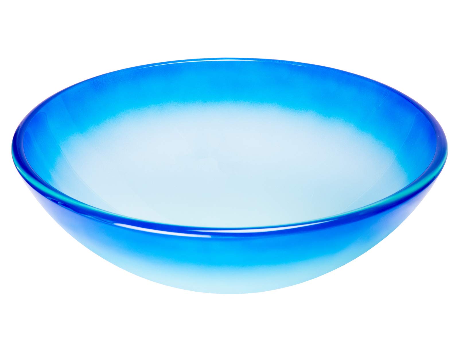 Frosted Blue Round Glass Vessel Bathroom Sink - Modern Above Counter Basin for Vanity, Powder Room, and Luxury Home Decor