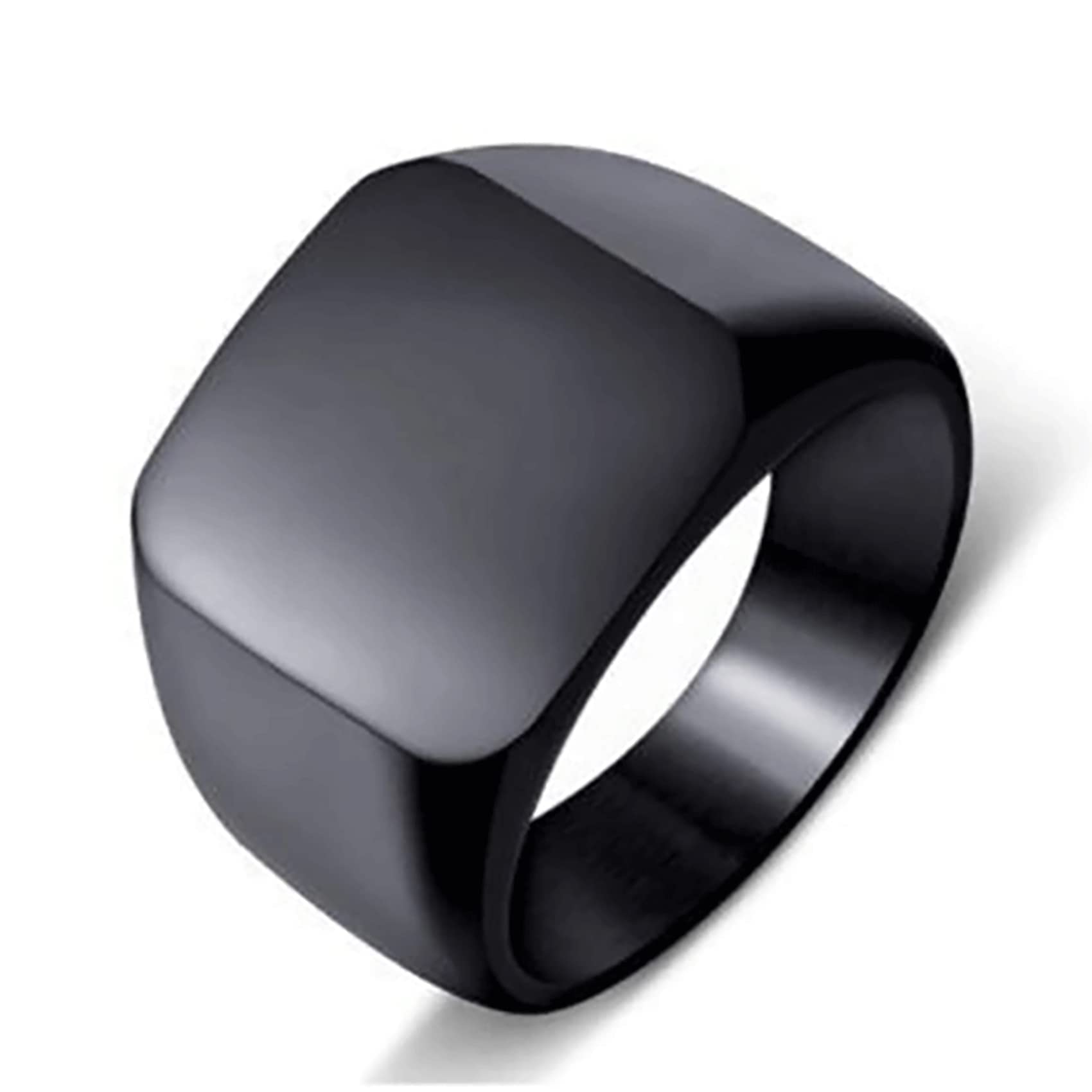 VQYSKO Stainless Steel Signet Rings for Men & Women - Solid Polished Biker Ring in Silver, Gold & Black - Size 4-15 - Perfect Gift for Dad, Boyfriend & Loved Ones - Ideal for Weddings, Parties & Everyday Fashion