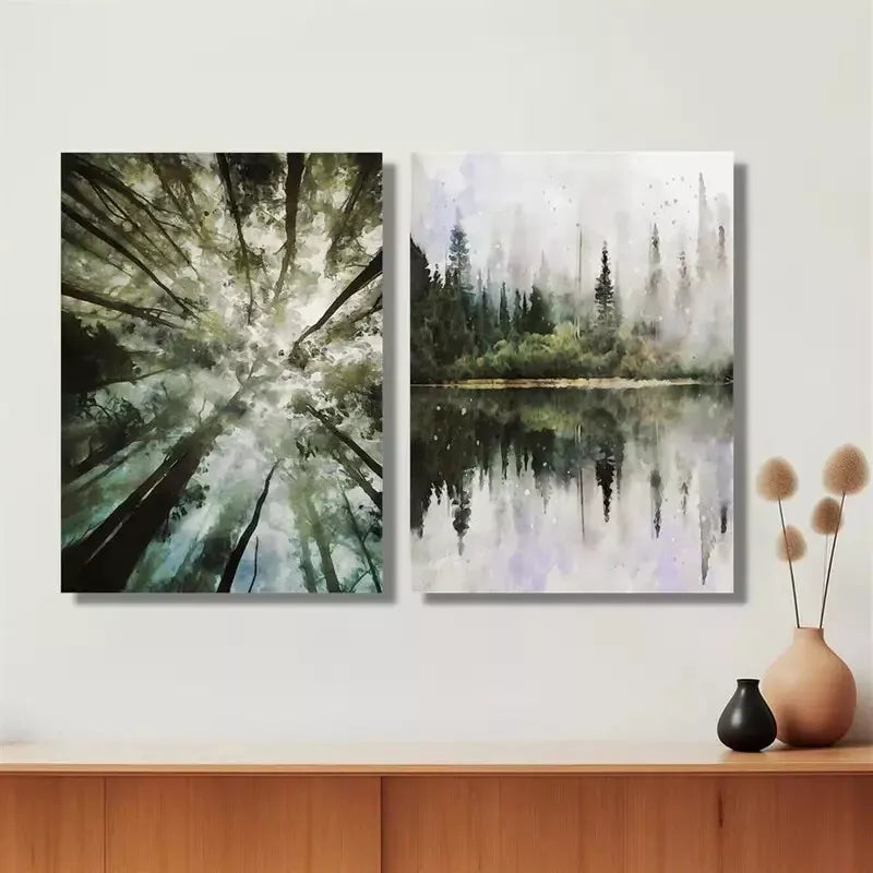2-Piece Forest Under Heavy Mist Canvas Wall Art Set - 50x75cm High-Quality Framed Print, 100% Australian Made, Ready to Hang - Perfect for Living Room, Bedroom & Office Decor