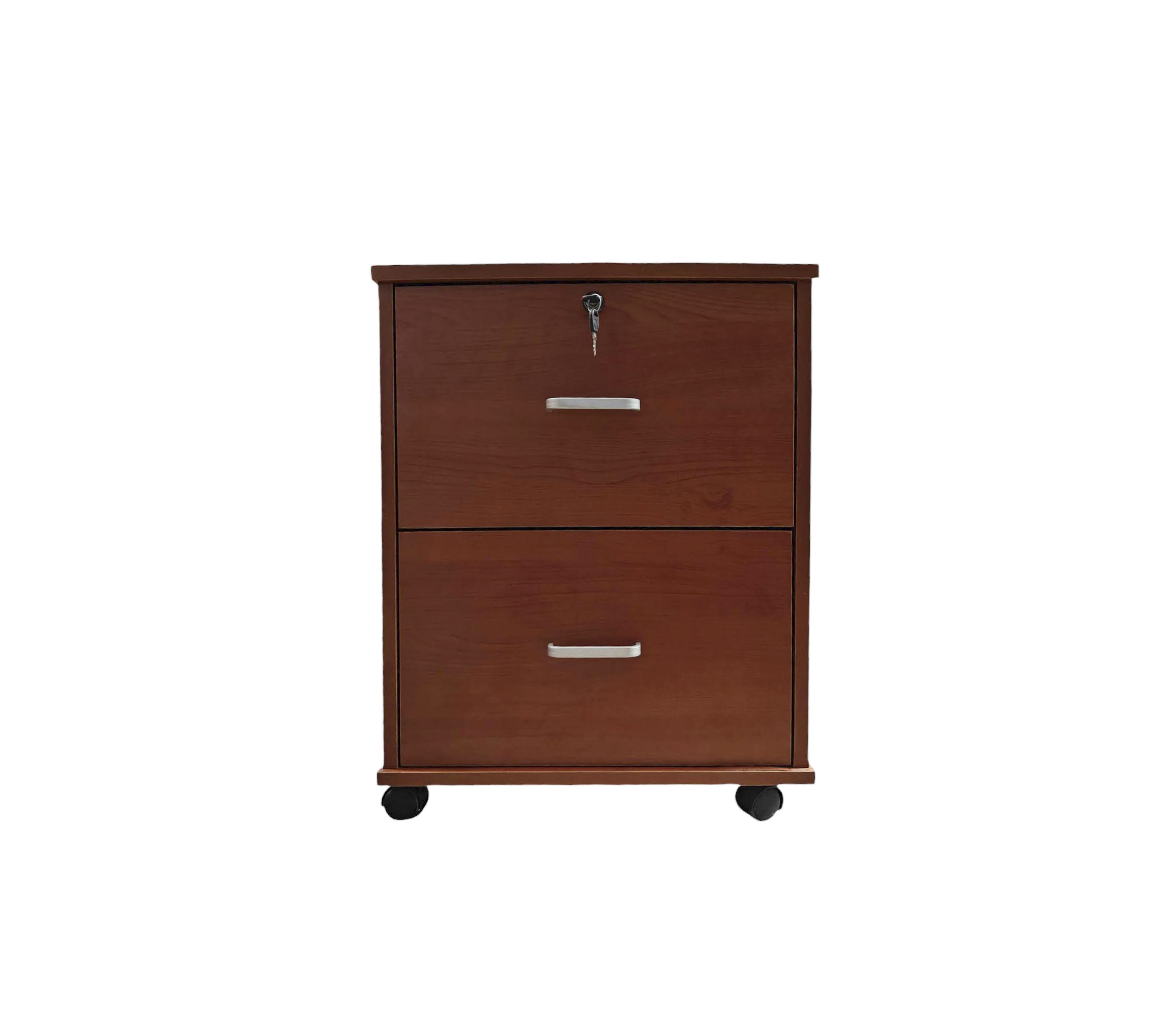 2-Drawer File Cabinet with Wheels and Lock - Sapeli Walnut Finish for Home & Office Organization - Perfect for Documents, Files, and Office Supplies Storage