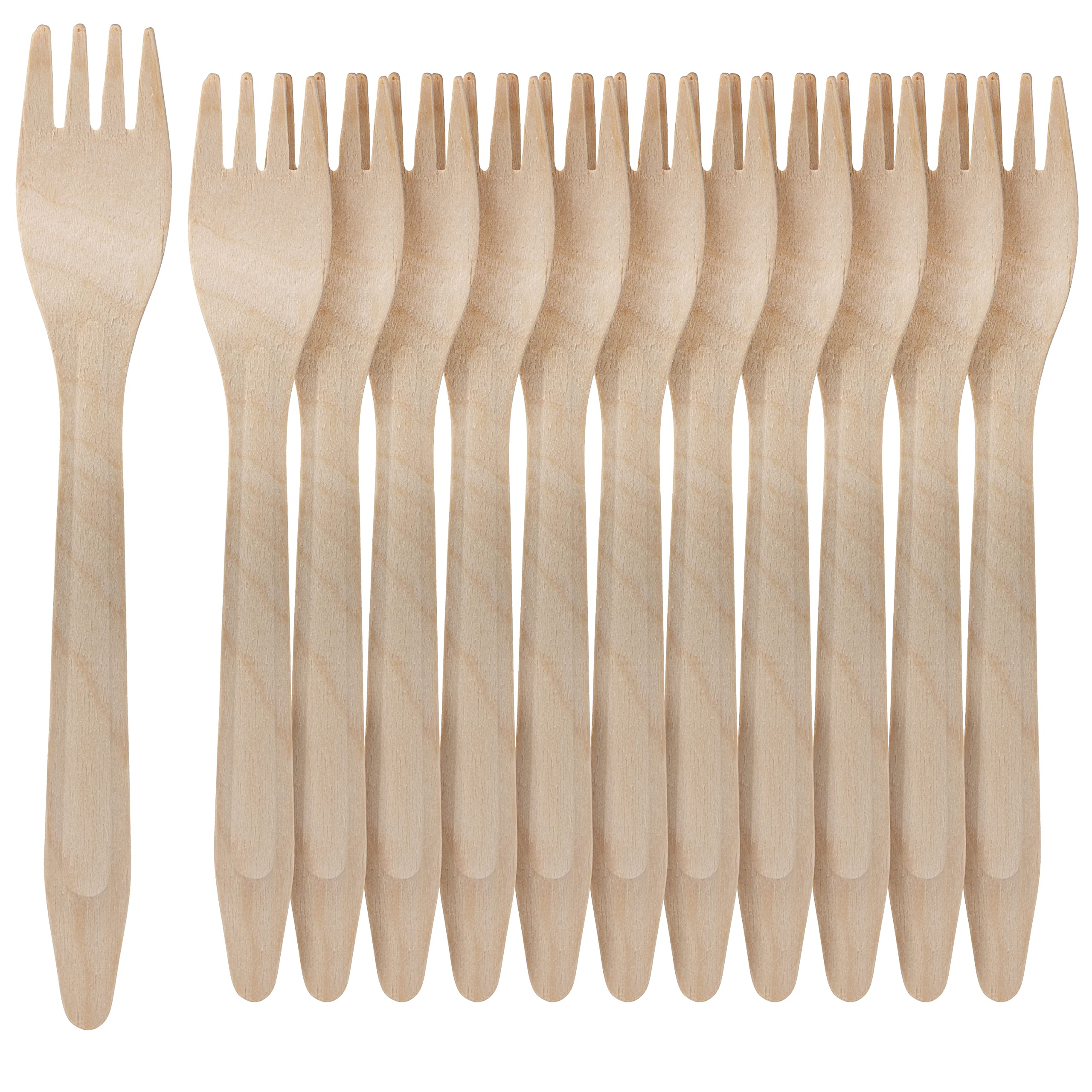Eco-Friendly 100% Compostable Birchwood Forks - 500 Pack Biodegradable Wooden Cutlery Set for Parties, Picnics & Sustainable Dining | TigerChef