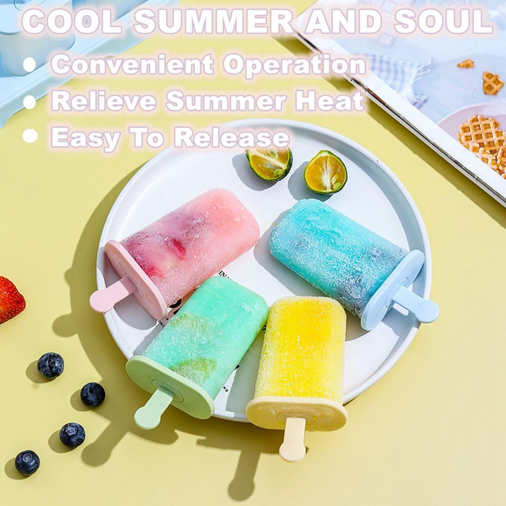 6-Piece BPA-Free Popsicle Molds Set - Easy Release Ice Pop Maker for Homemade Ice Cream & Frozen Treats - Perfect for Summer Snacks, Kids Parties & Healthy Desserts (Blue)