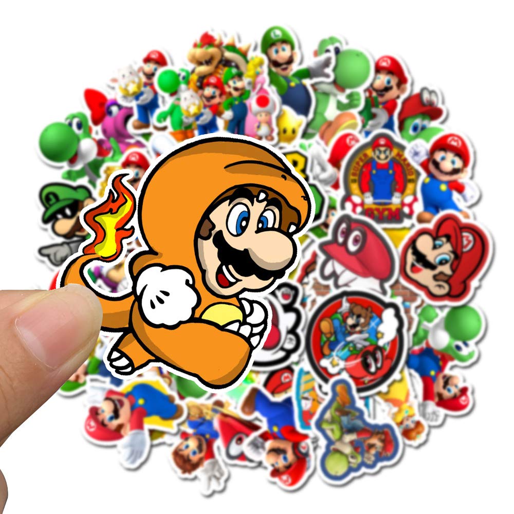 50PCS Mario Video Game & Anime Cartoon Waterproof Stickers - Durable Vinyl Decals for Water Bottles, Laptops, Cars, Notebooks - Perfect for Gifts, DIY Crafts & Personalizing Your Devices