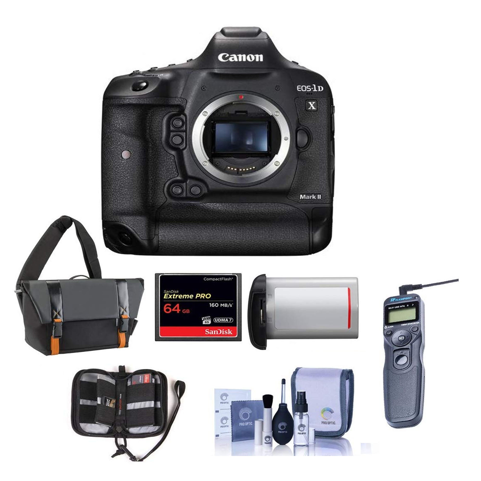 Canon EOS 1D X Mark II Professional DSLR Camera with 64GB Memory Card & Essential Accessories Kit - Perfect for Sports, Wildlife Photography & Professional Videography