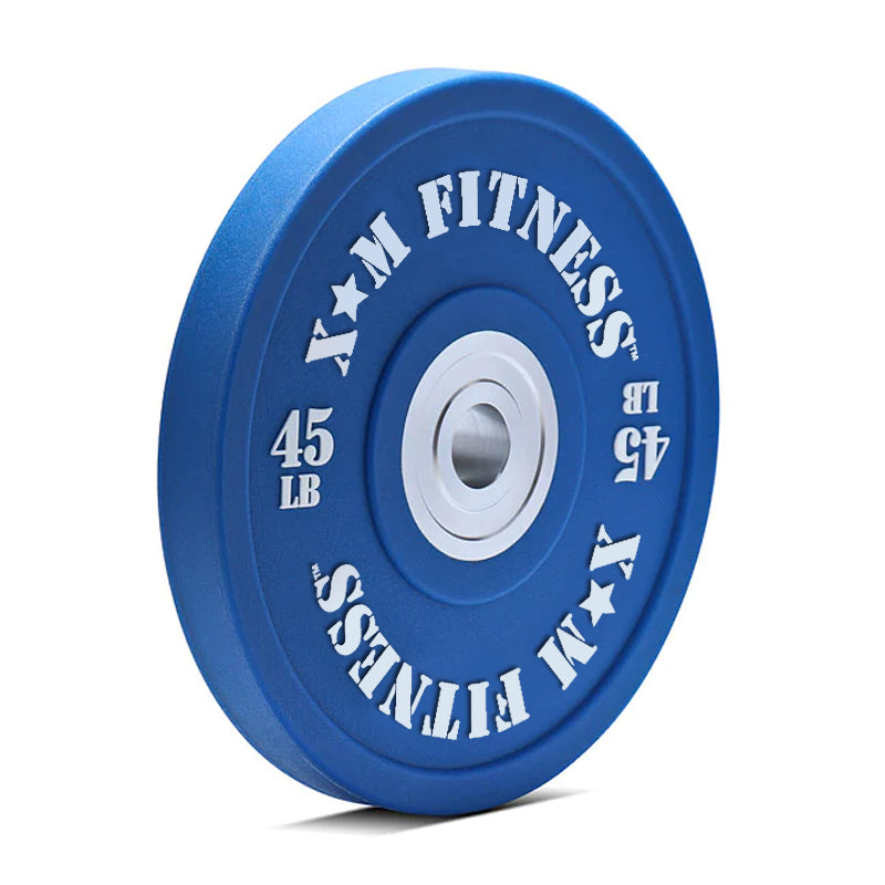 XM FITNESS Urethane Bumper Plate Set 320lbs - Olympic Weight Plates for CrossFit, Powerlifting & Home Gym Workouts