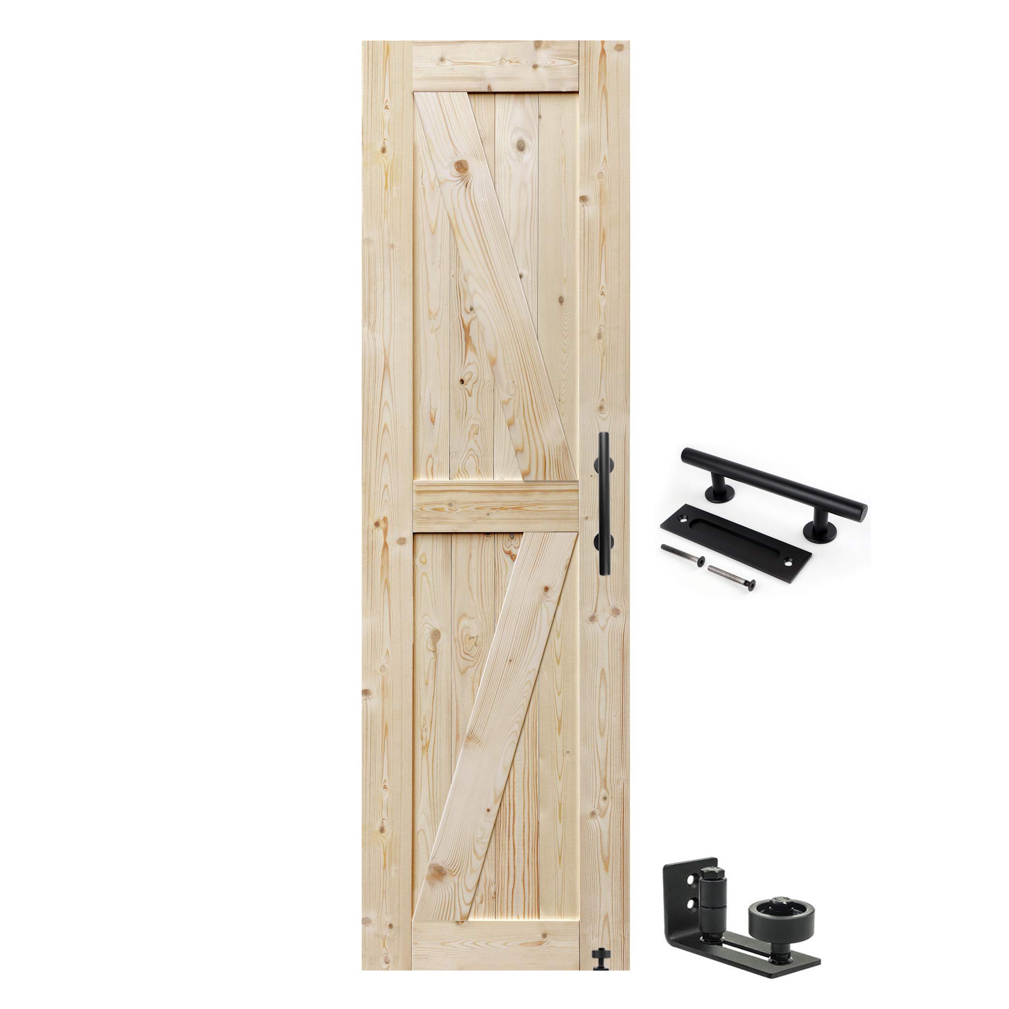 24x96 Inch Unfinished British Brace Barn Door - Modern Style Solid Wood Sliding Door for Home & Office - Easy Assembly Required | Perfect for Bedrooms, Closets, and Room Dividers