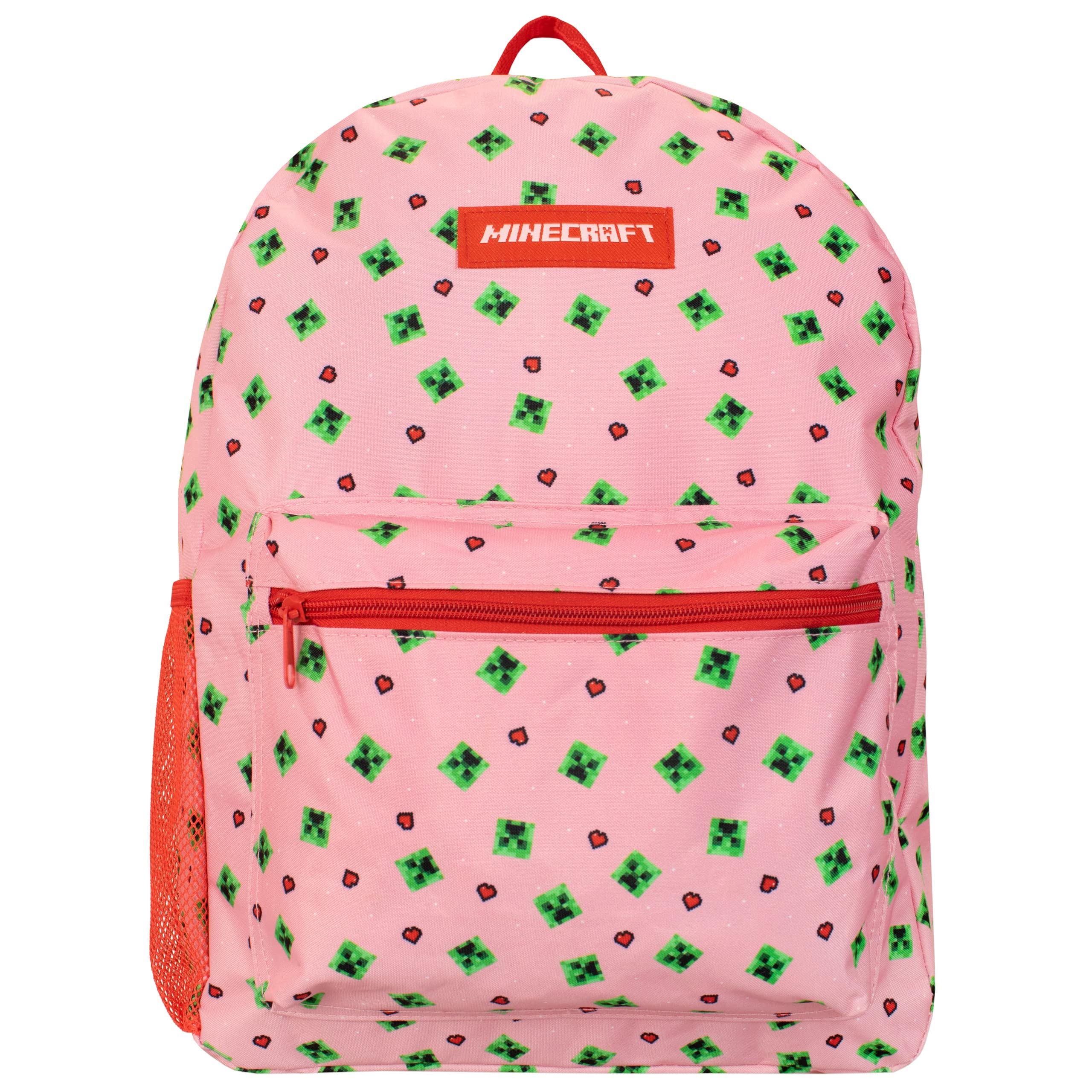 Minecraft Kids Backpack 4-Piece Set Pink One Size - Perfect for School, Travel & Gaming Accessories Storage