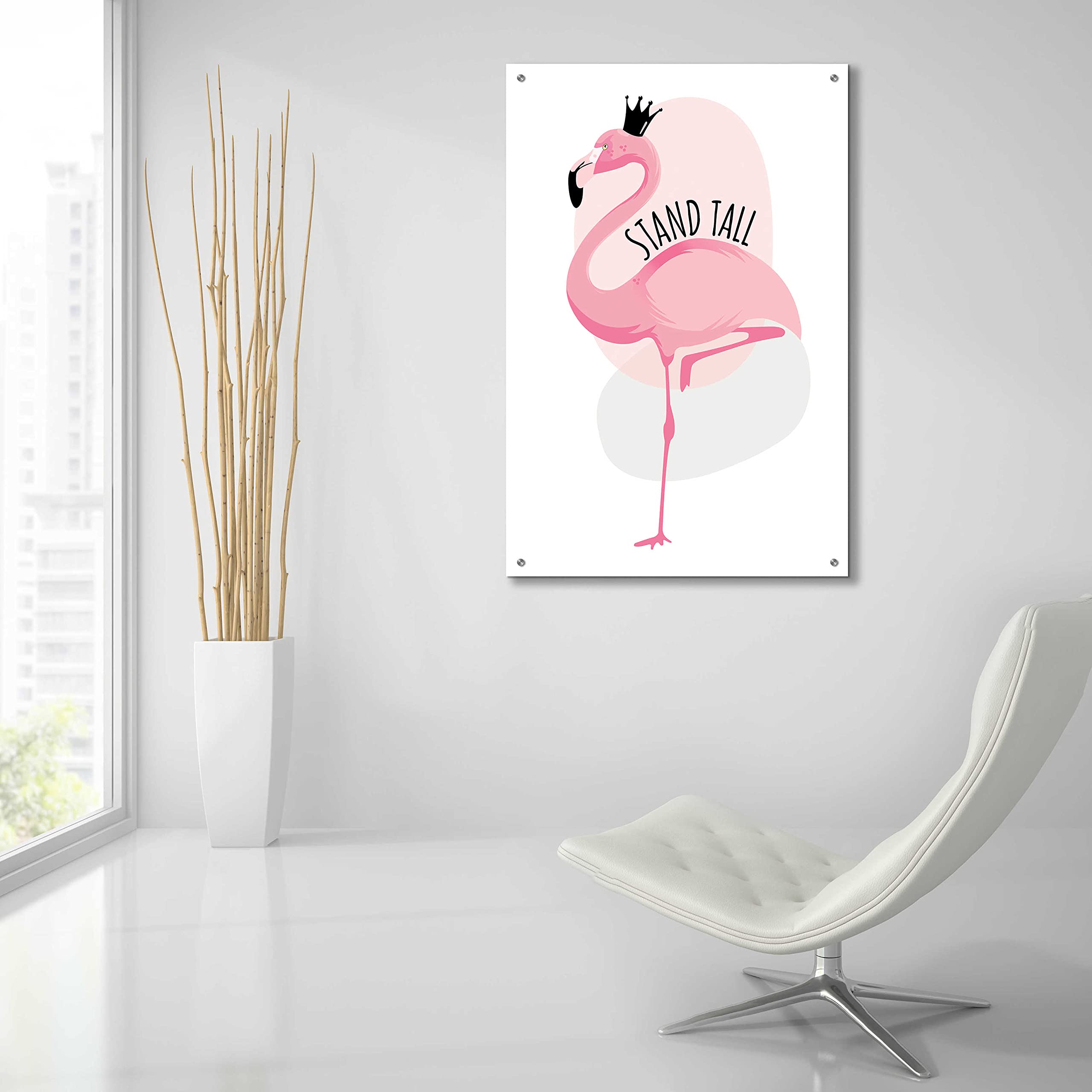 Epic 'Flamingo' Wall Art by Ayse - 24x36 Inch Acrylic Glass Painting - Tropical Home Decor for Living Room, Bedroom & Office