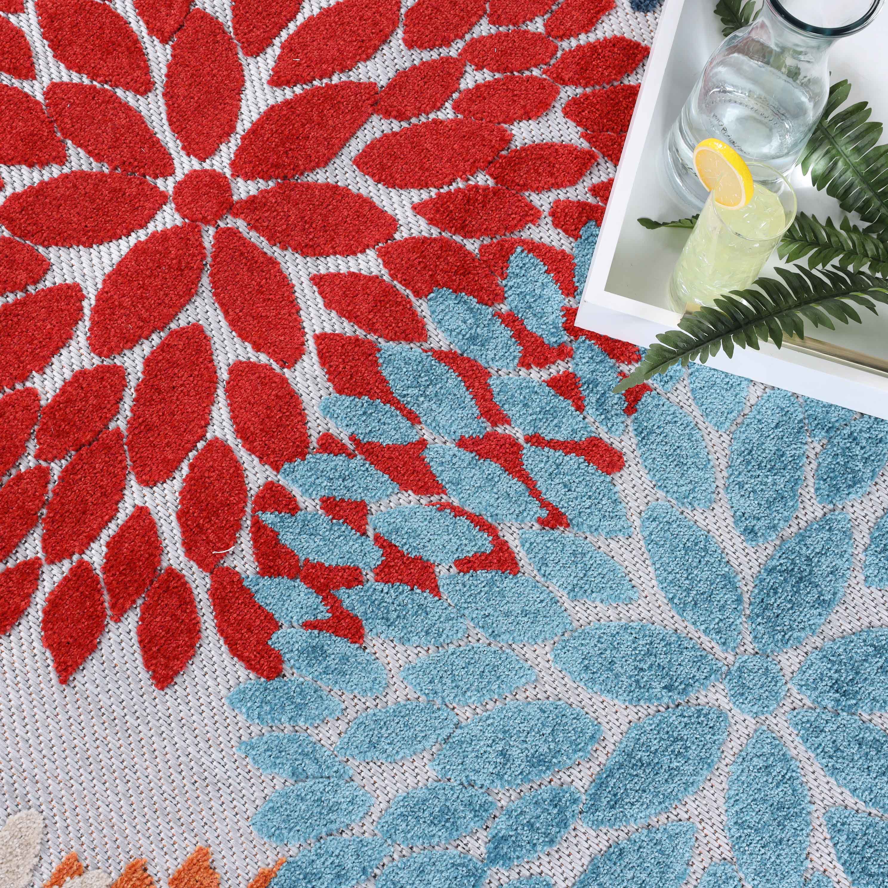 Premium Hydrangea Floral Medallion Area Rug - Indoor/Outdoor Use - Perfect for Living Room, Bedroom, Patio & Garden Decor