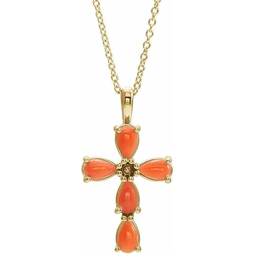 Genuine Pink Coral - 5mm x 3mm - 14k Yellow Gold