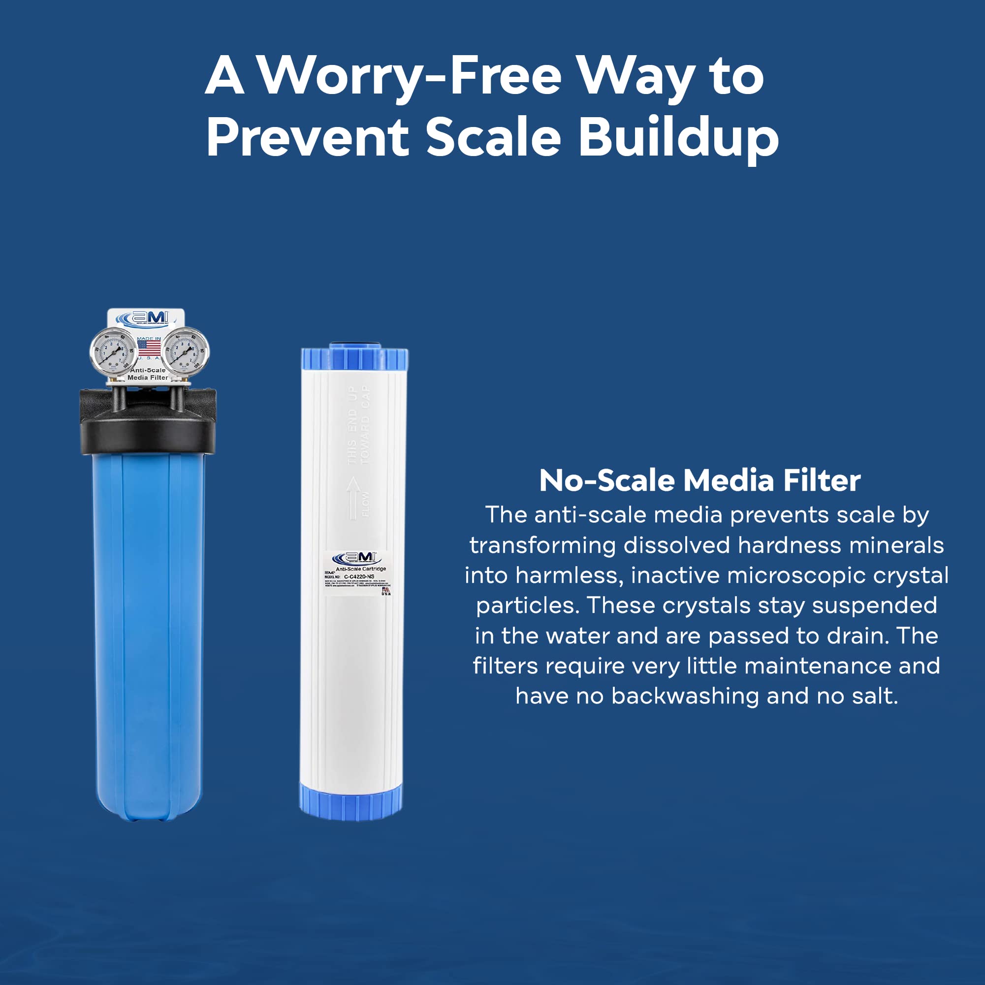 Applied Membranes Inc. Water Descaler System - Prevent Limescale in Tankless Water Heaters & Whole House Pipes | Hard Water Treatment Solution for Cleaner Showers & Longer Appliance Life