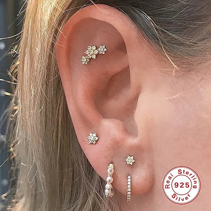 Flower Cartilage Earrings, Conch Studs, Helix Studs, Sleeper Earrings for Women | HC033 | Perfect for Daily Wear, Parties, and Gifts