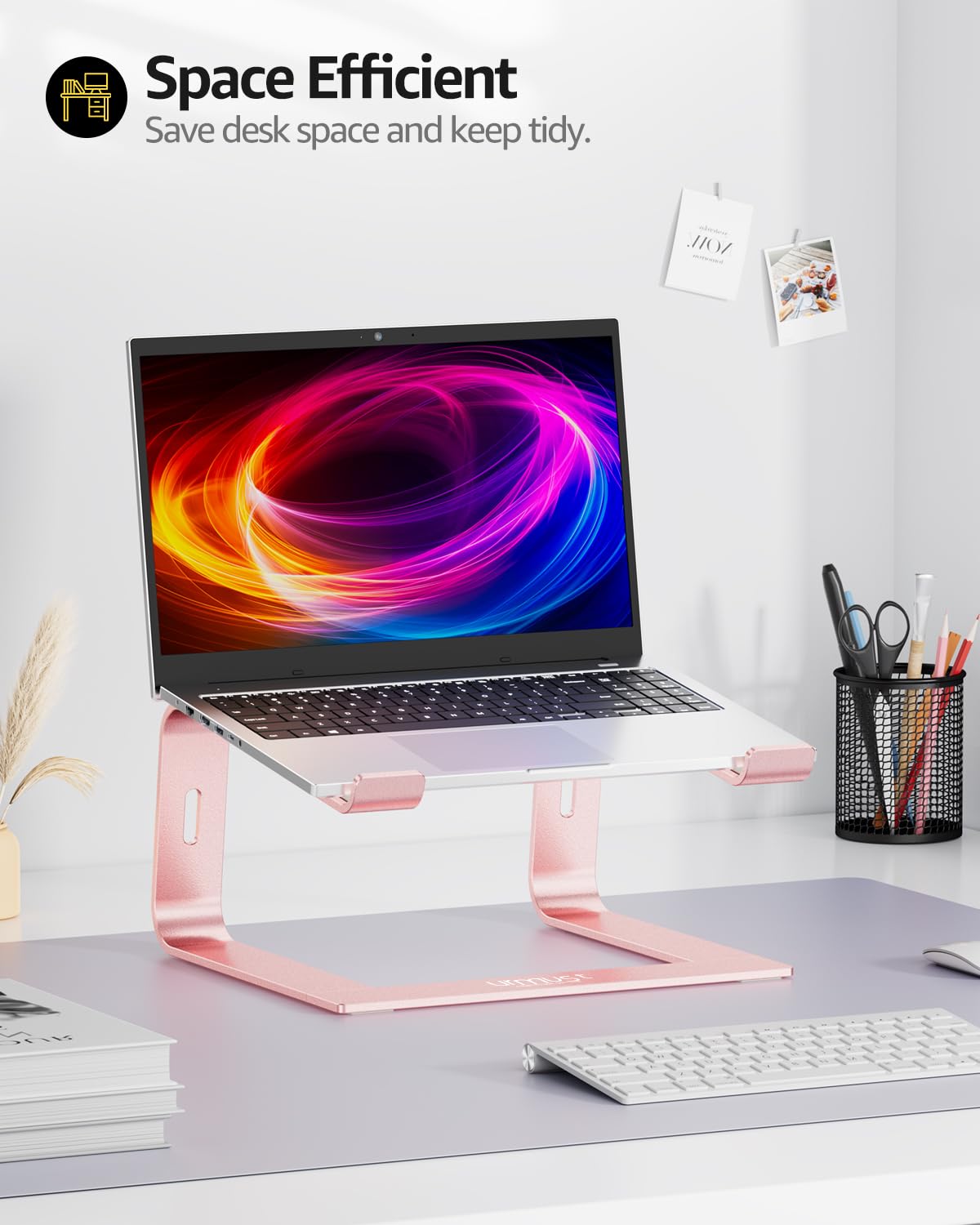 Urmust Aluminum Laptop Stand for Desk - Rose Gold Ergonomic Riser Holder Compatible with MacBook Air Pro, Dell, HP, Lenovo, Samsung, Alienware & All 11-15.6