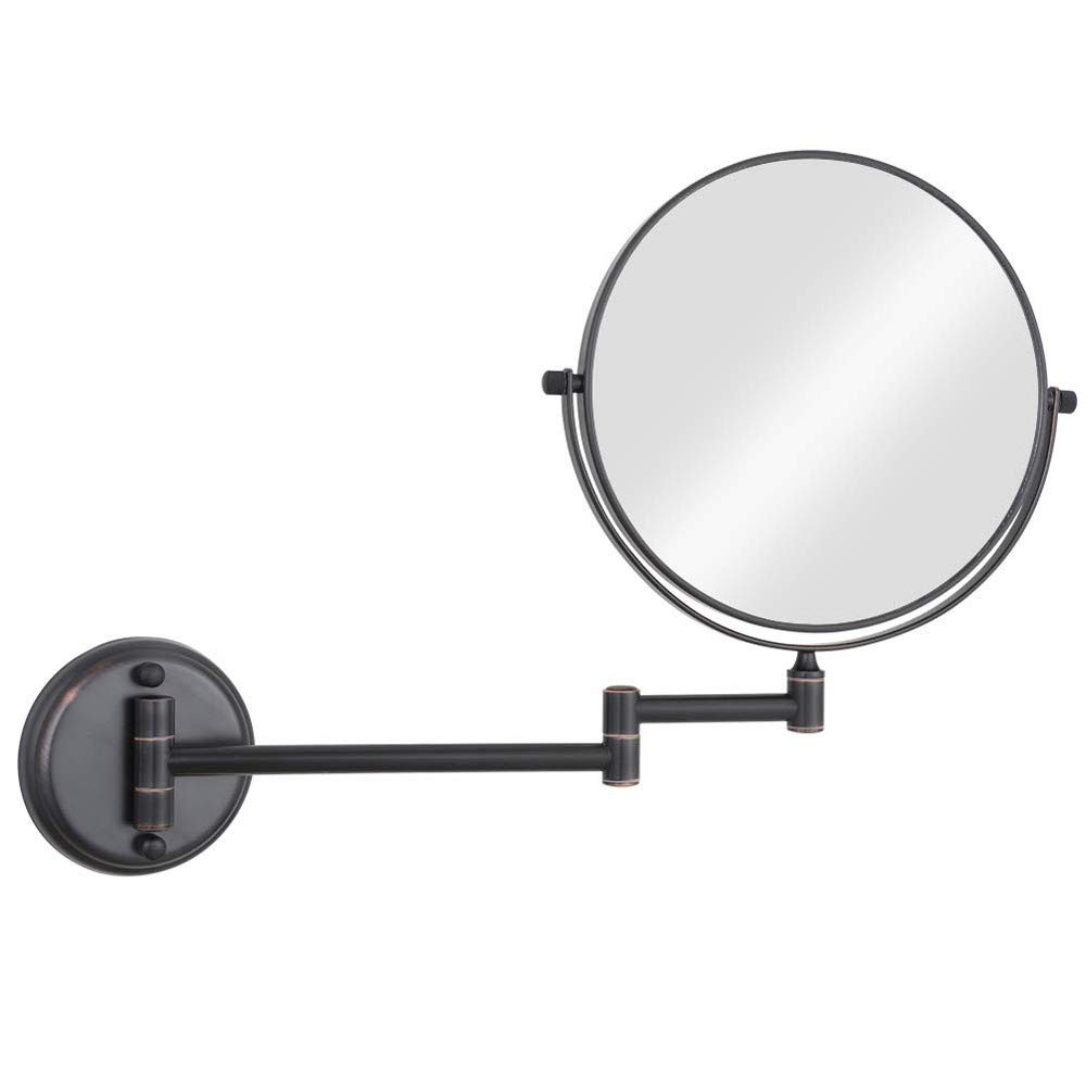 8 Inch Wall Mounted Makeup Mirror - Double Sided Magnifying Vanity Mirror with Pivoting Arm & Swivel Design for Bathroom, Bedroom, Dressing Room & Salon Use