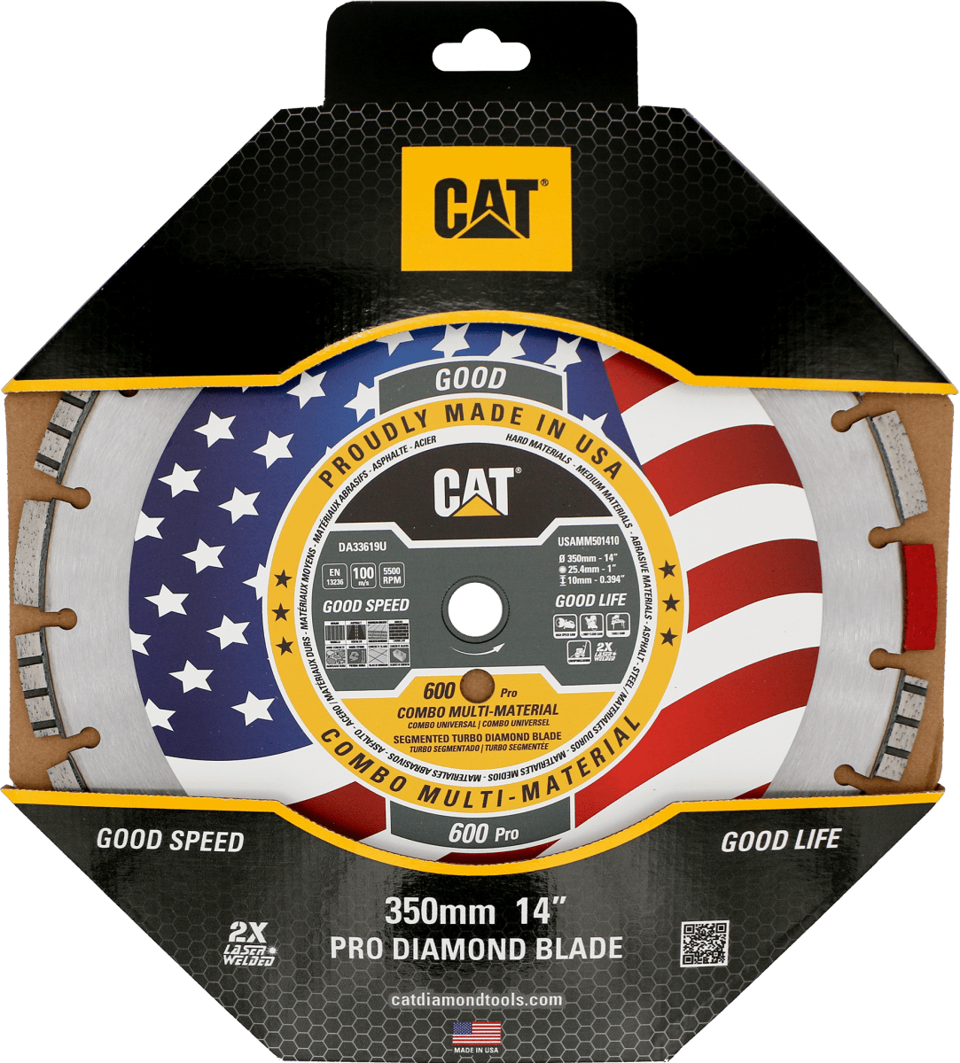 Cat® 600 Pro Multi-Material Diamond Blade for Concrete, Asphalt & Stone - Fast Free Shipping - Perfect for Construction, Masonry & DIY Projects