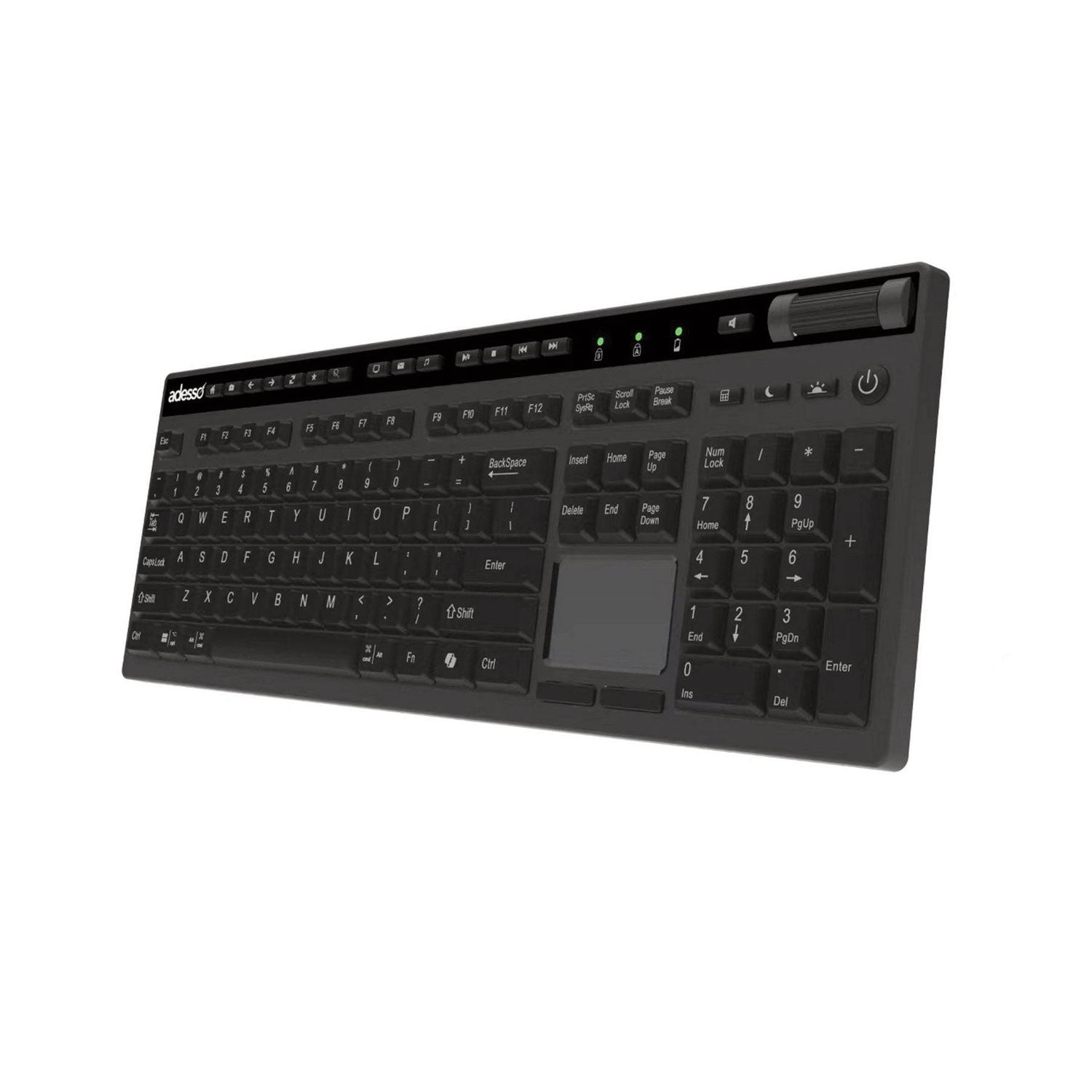 Adesso WKB-4450UB Slim USB Wired Keyboard - Black Ergonomic Design for Office, Gaming & Home Use - Compatible with PC, Mac & Laptop