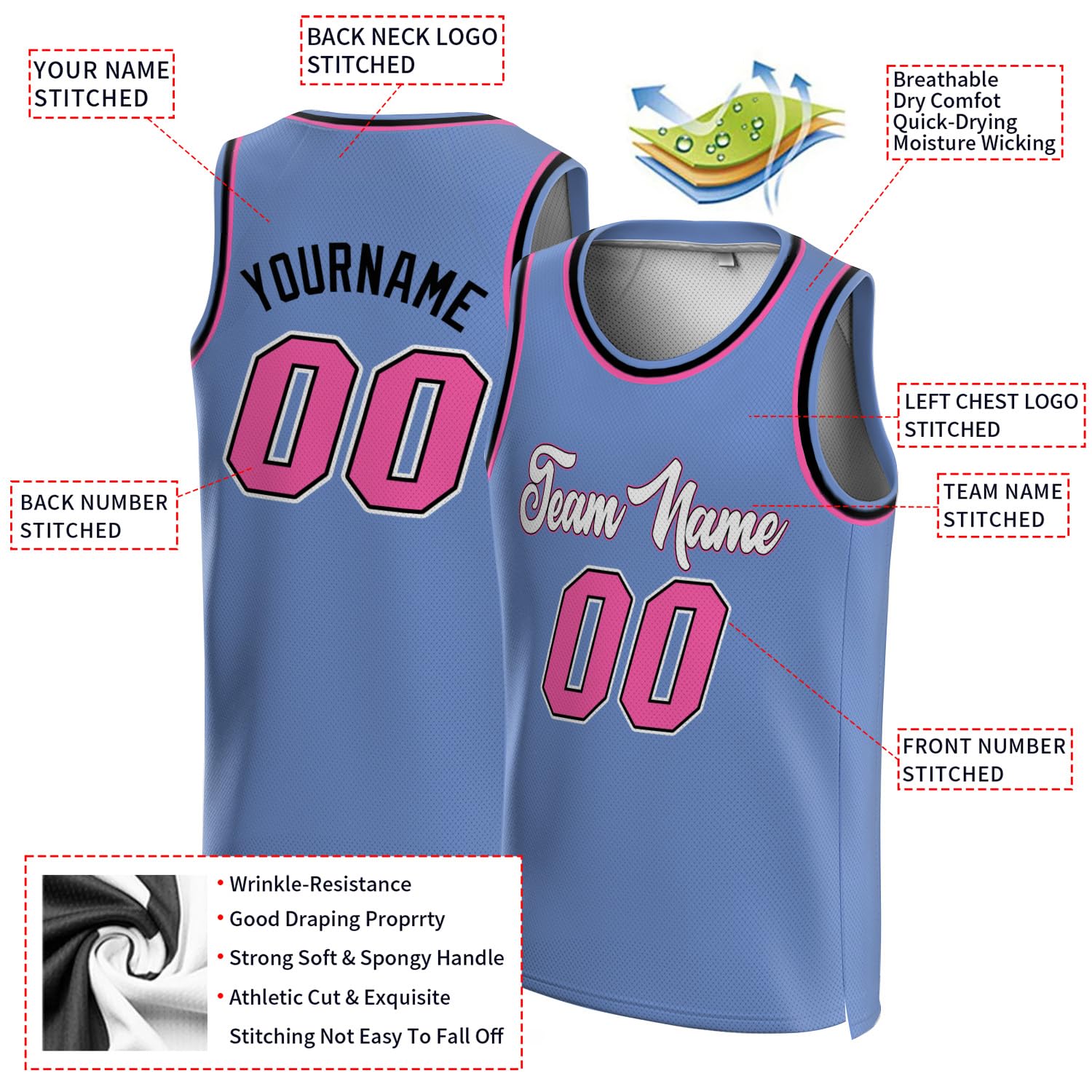 Custom Basketball Jerseys Personalized with Name & Number - Men's Women's Youth Kids Basketball Uniforms for Team Games, Practice & Fan Wear
