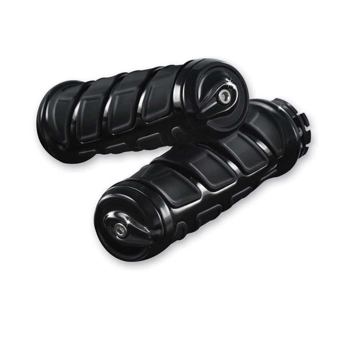 Kuryakyn 6368 Kinetic Compatible Motorcycle Grips - Gloss Black Replacement Handlebars for Harley, Honda, Yamaha - Comfortable Ride for Long Distance Cruising