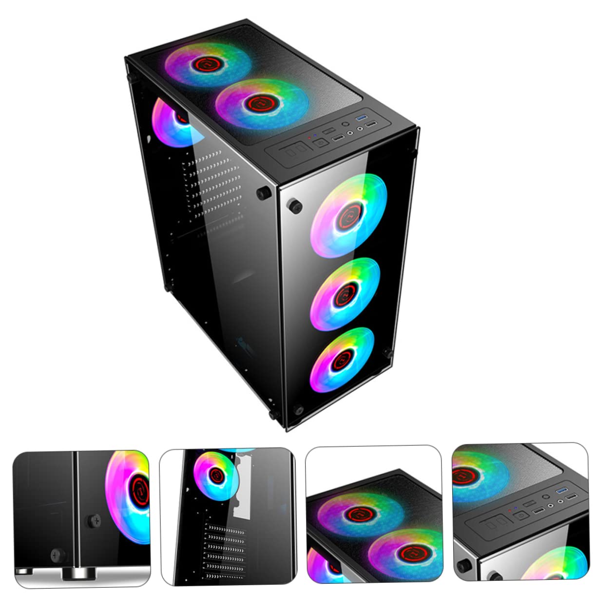 Double Sided Computer Case - Mobestech Tempered Glass PC Chassis for Home & Office Desktop Refit | Compact Design for Gaming & Workstation Setups