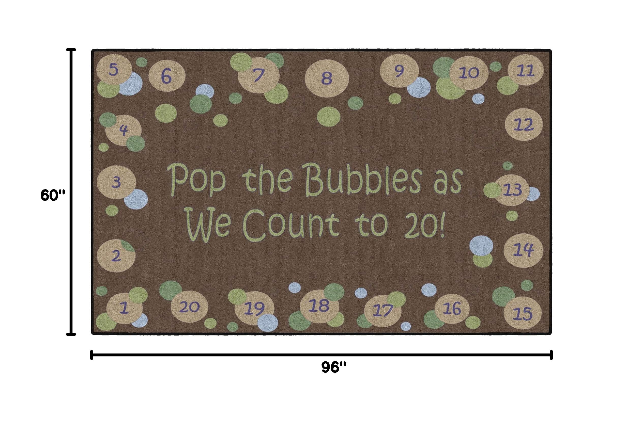 Washable Pop The Bubbles Rug 5x8 Feet - Soft Non-Slip Kids Play Mat for Nursery, Playroom & Living Room - Earth Tone Modern Home Decor