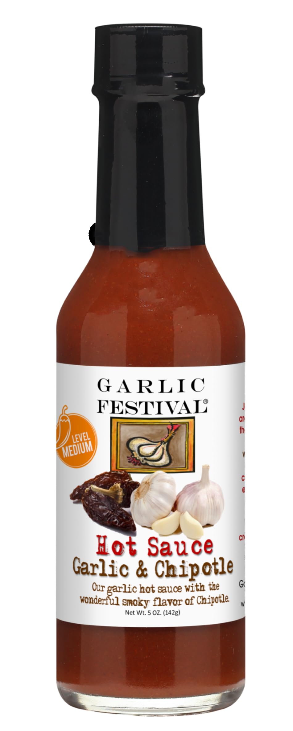 Garlic & Chipotle Hot Sauce - 5 oz Bottle | Spicy Flavor for Tacos, Wings & BBQ | Premium Gourmet Hot Sauce for Cooking & Grilling