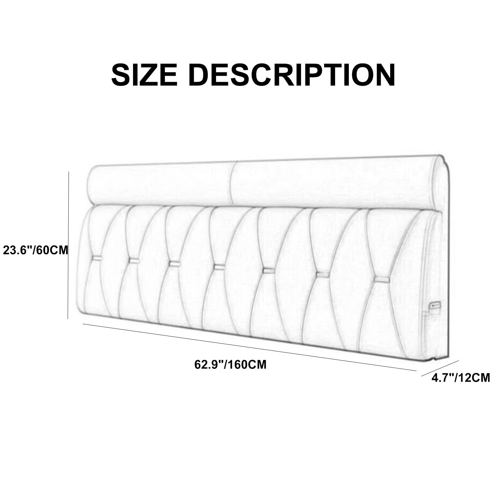 Modern Button-Tufted King Size Headboard - 12cm Thick Premium Wipeable PU Leather Upholstered Bed Frame with Self-Adhesive Backing (160cm/62.9