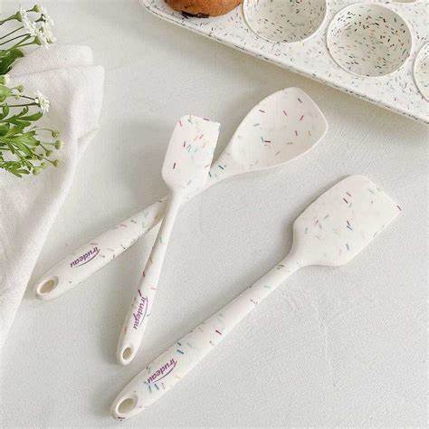 Colorful Confetti Spatulas Set of 3 - Non-Slip Silicone Kitchen Utensils for Baking, Cooking & Cake Decorating - Perfect for Birthday Parties, Wedding Cakes & Dessert Making