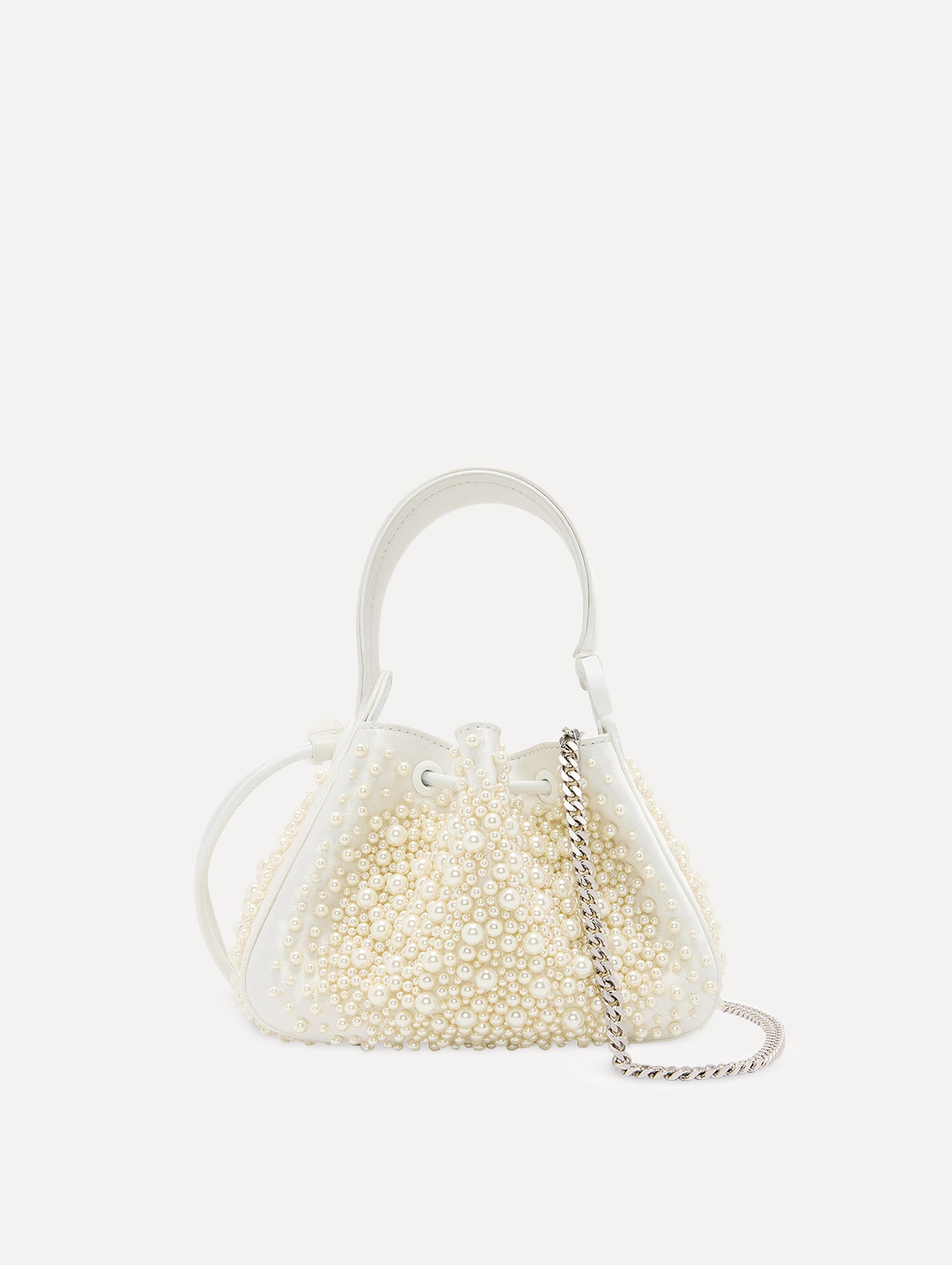 Luxury Nano Pearl Embroidered O Handle Handbag for Women - Elegant Evening Clutch & Wedding Party Purse