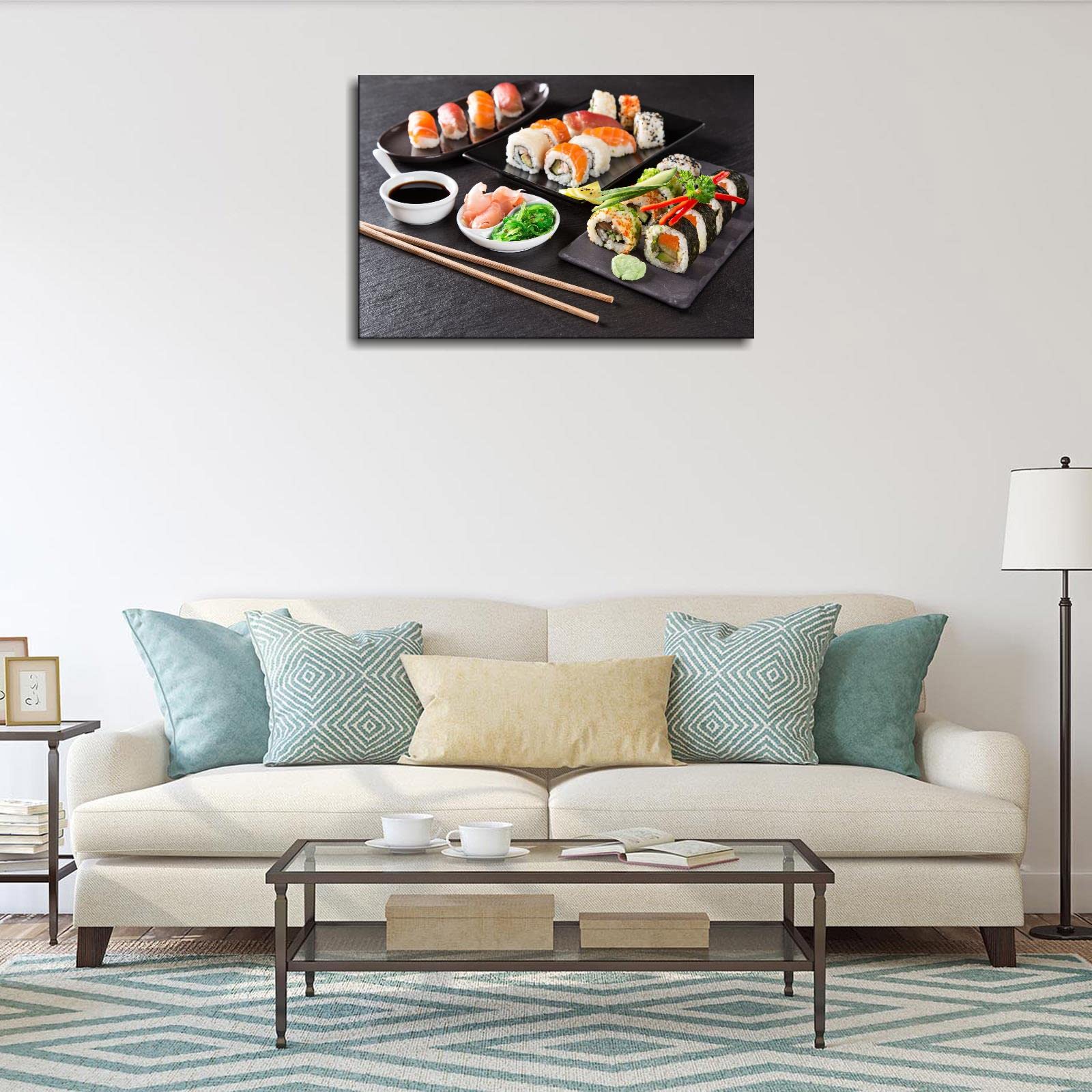 Japanese Canvas Wall Art - Modern Cuisine Pictures Poster Print for Kitchen Decor, Framed 36x24 Inches - Perfect for Dining Room, Restaurant & Home Interior Design