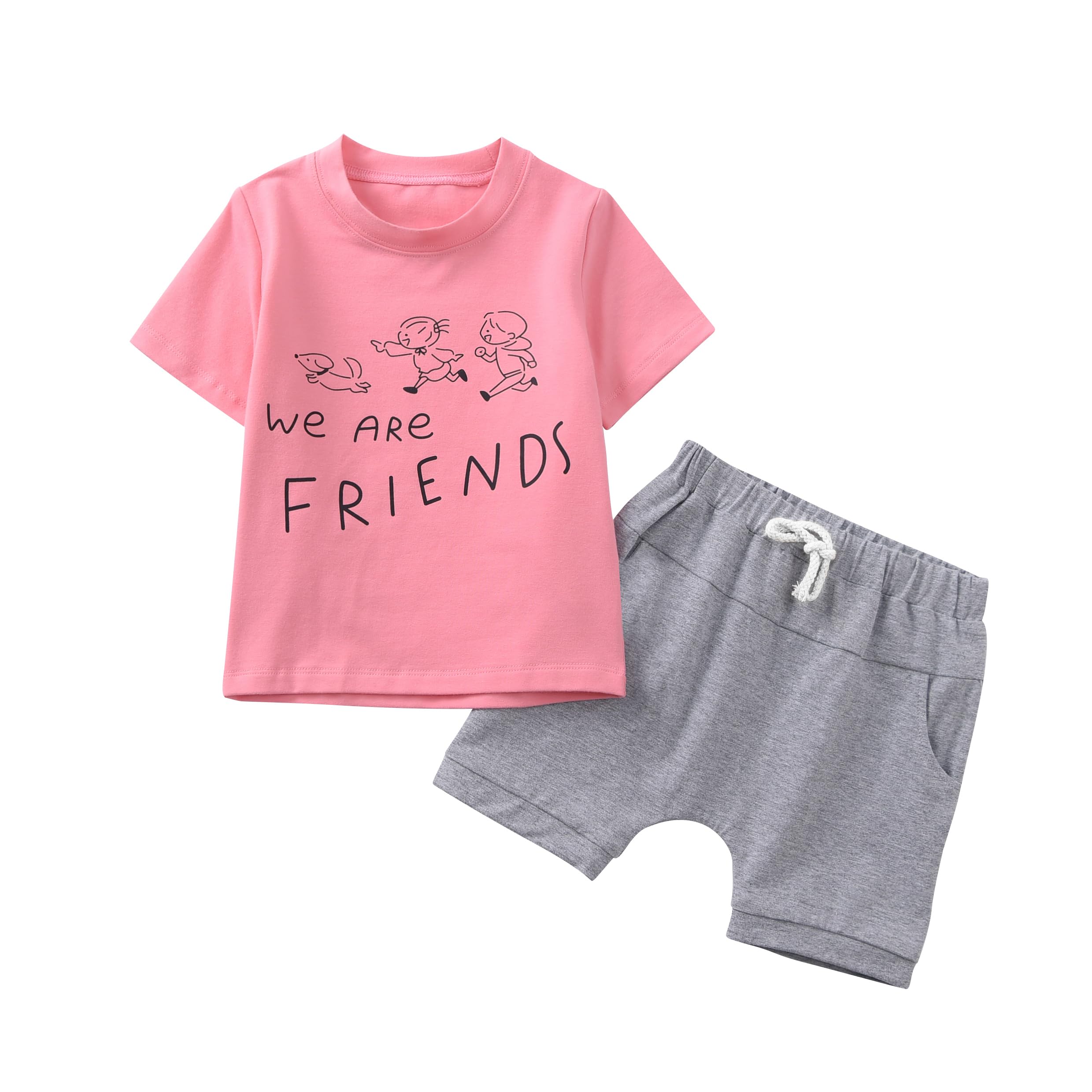 Baby Boy Summer Outfits - 2PCS Cotton Short Sleeve T-Shirt & Shorts Set for Infants (0-24 Months) | Soft & Breathable for Playtime, Beach & Outdoor Activities