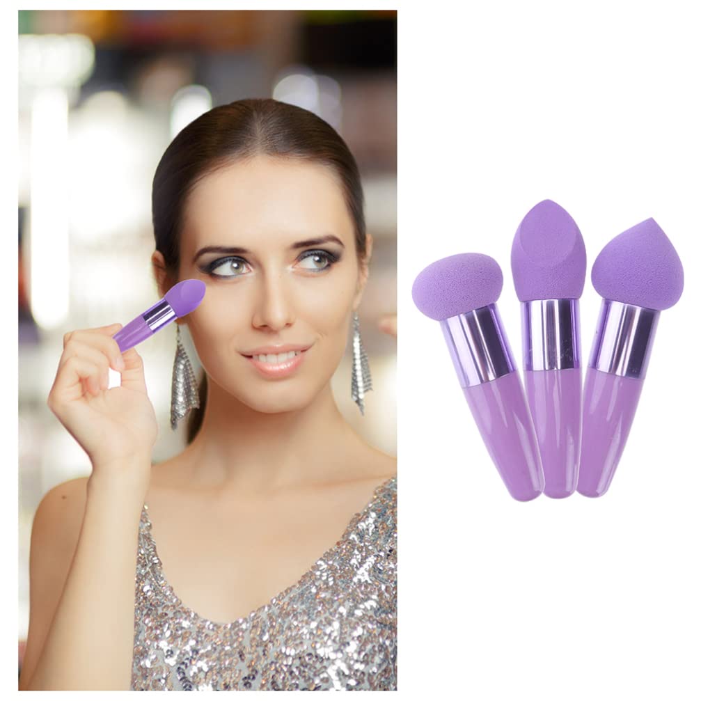 Beavorty 2 Pack Makeup Sponge Set - Beauty Blender, Foundation Sponge, Powder Puff for Flawless Face Makeup Application | Travel-Friendly Cosmetic Blender for Liquid & Dry Foundation (Purple) - Perfect for On-The-Go Touch Ups & Professional Makeup Looks