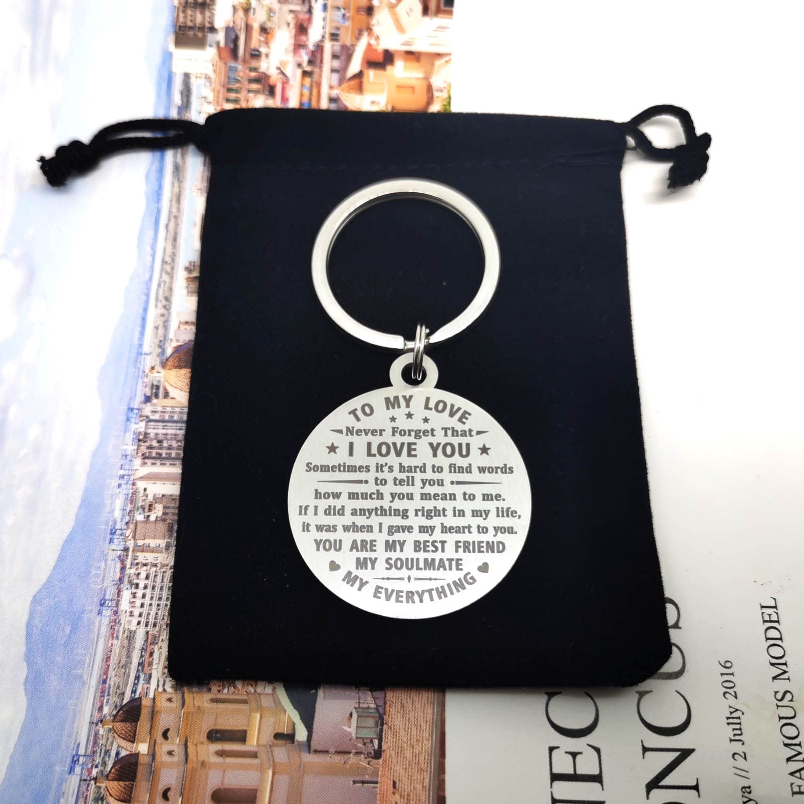 ABNTY 20th Wedding Anniversary Keychain - Engraved Steel Keepsake Gift for Husband, Wife, Couples - Perfect for 20 Year Anniversary Celebration, Romantic Gift Idea for Men & Women