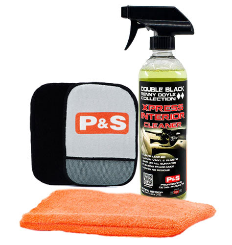 P&S Double Black Collection Xpress Sidekick Interior Cleaner & Scrub Pad Combo Kit - Perfect for Car Detailing, Auto Interior Cleaning, and Vehicle Maintenance