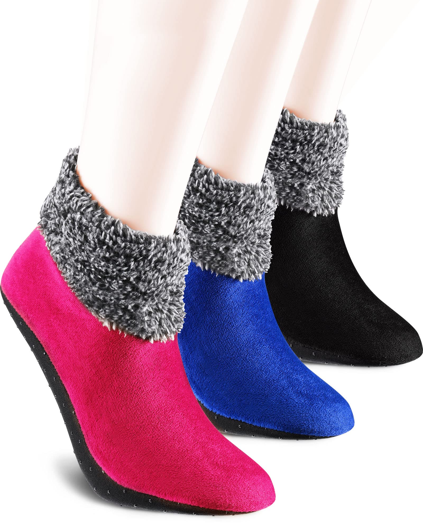 Women's Non-Slip Thermal Socks - 3 Pairs for Yoga & Winter Comfort