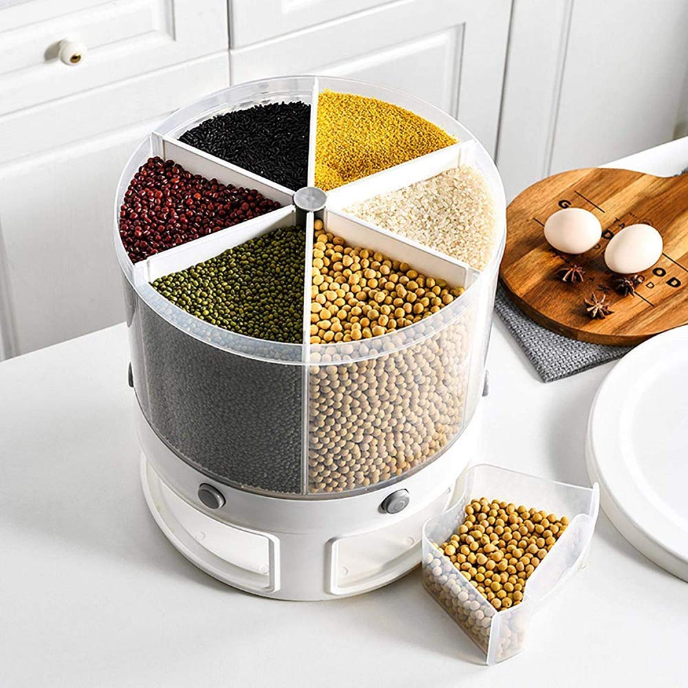 Airtight Rice Storage Container with Automatic Dispenser - 5lb/10lb/20lb Grain Bin for Kitchen, Pantry & Bulk Food Storage | Perfect for Rice, Flour, Sugar & Dry Goods Organization
