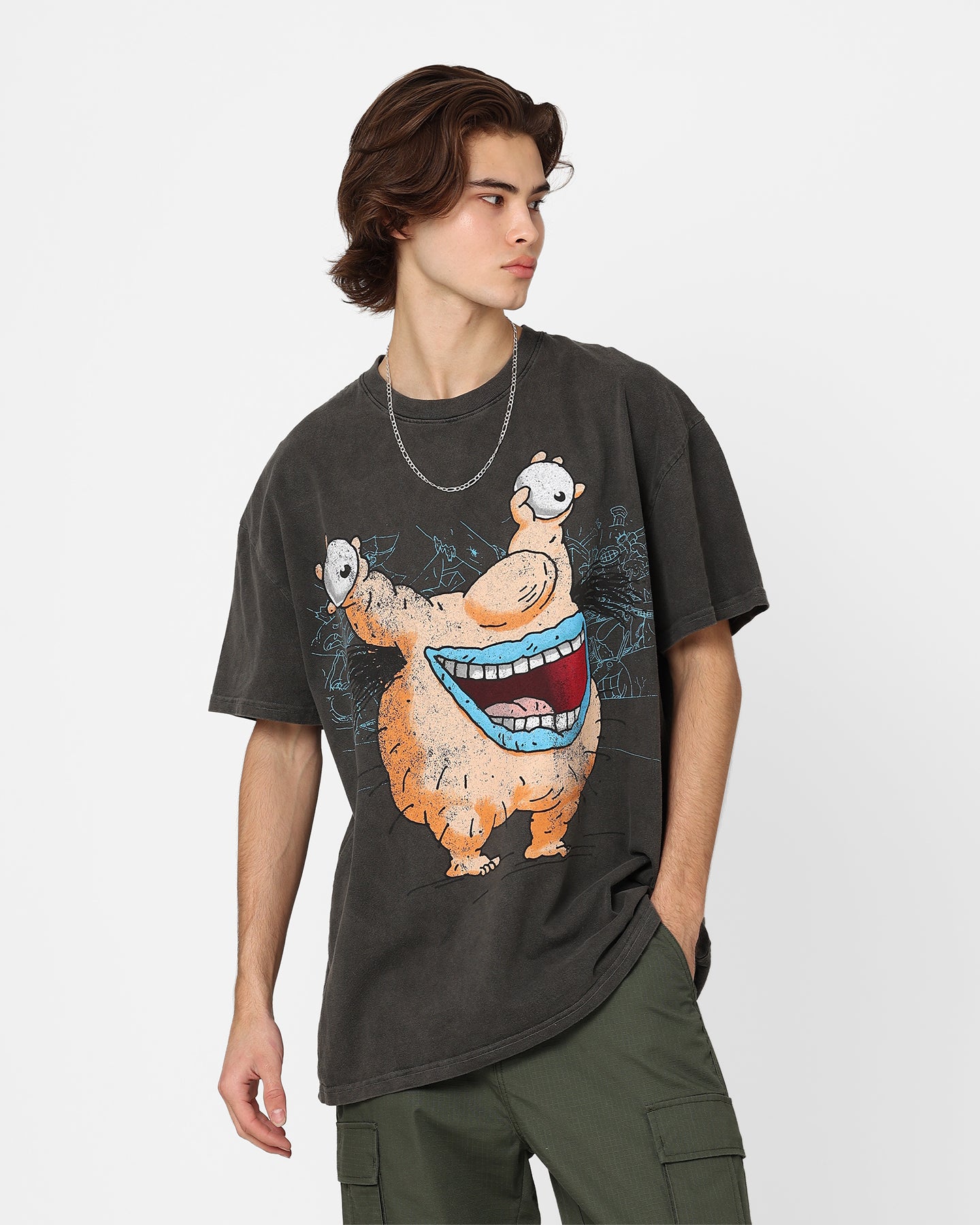 Vintage Krum Heavyweight T-Shirt from Aaahh!!! Real Monsters | American Thrift Black Wash Cotton Tee | 90s Cartoon Nostalgia, Retro Streetwear, Gift for Fans