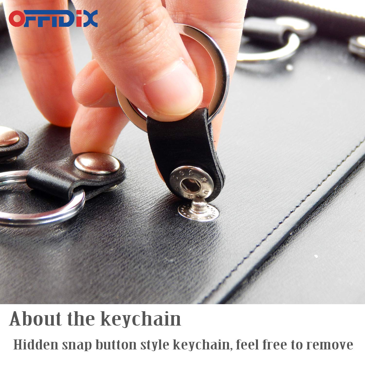OFFIDIX PU Leather Key Holder Organizer - 8 Key Hooks with Zippered Case for Business Cards, Menus & Documents | Perfect for Real Estate Agents, Hotel Staff & Car Service Professionals | Portable Office & Travel Essential