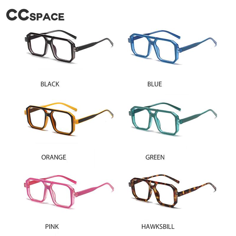 CCspace Unisex Full Rim Square Double Bridge Resin Frame Eyeglasses - Big Size (54605) for Men & Women | Perfect for Reading, Working & Fashion Accessories