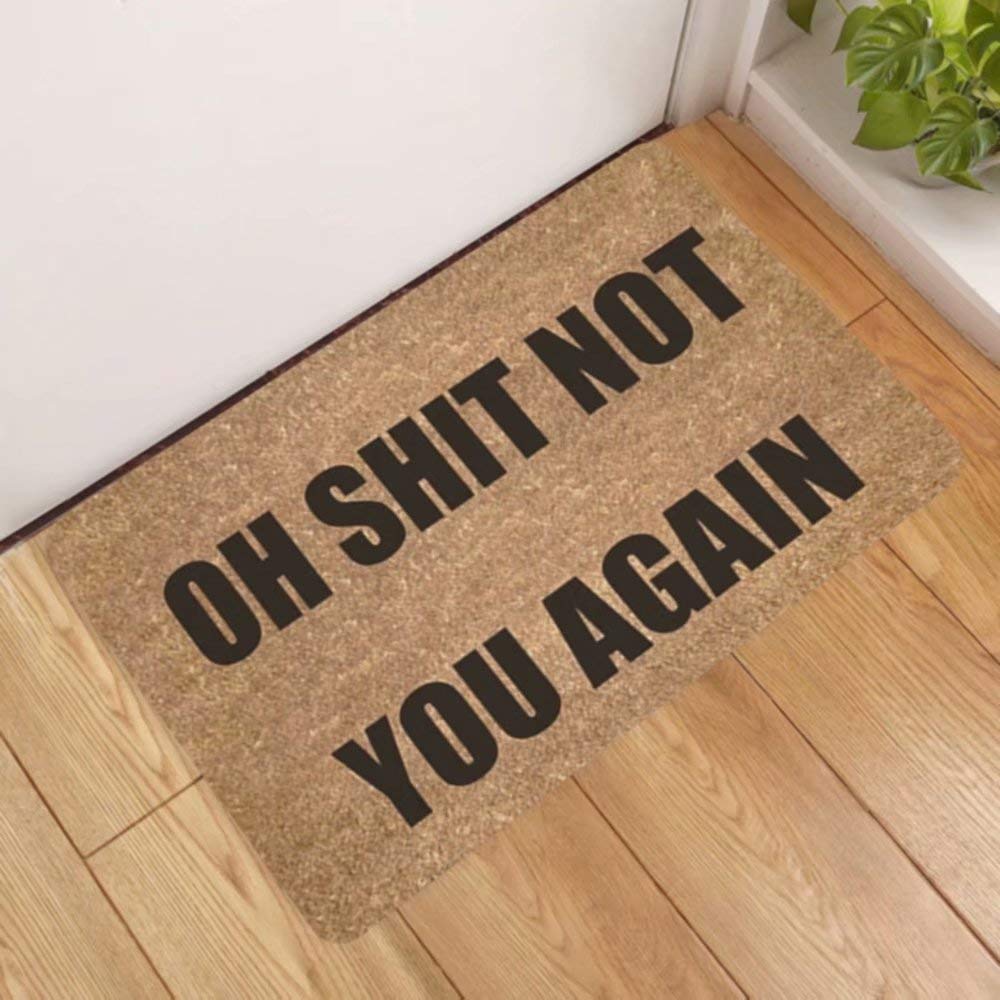 Funny 'Oh Shit Not You Again' Doormat - Non-Slip Front Door Mat for Muddy Shoes, Pet Paws & Wet Feet - 31.4x19.7 Inch Indoor/Outdoor Entryway Rug - Perfect for Homes with Pets & Kids