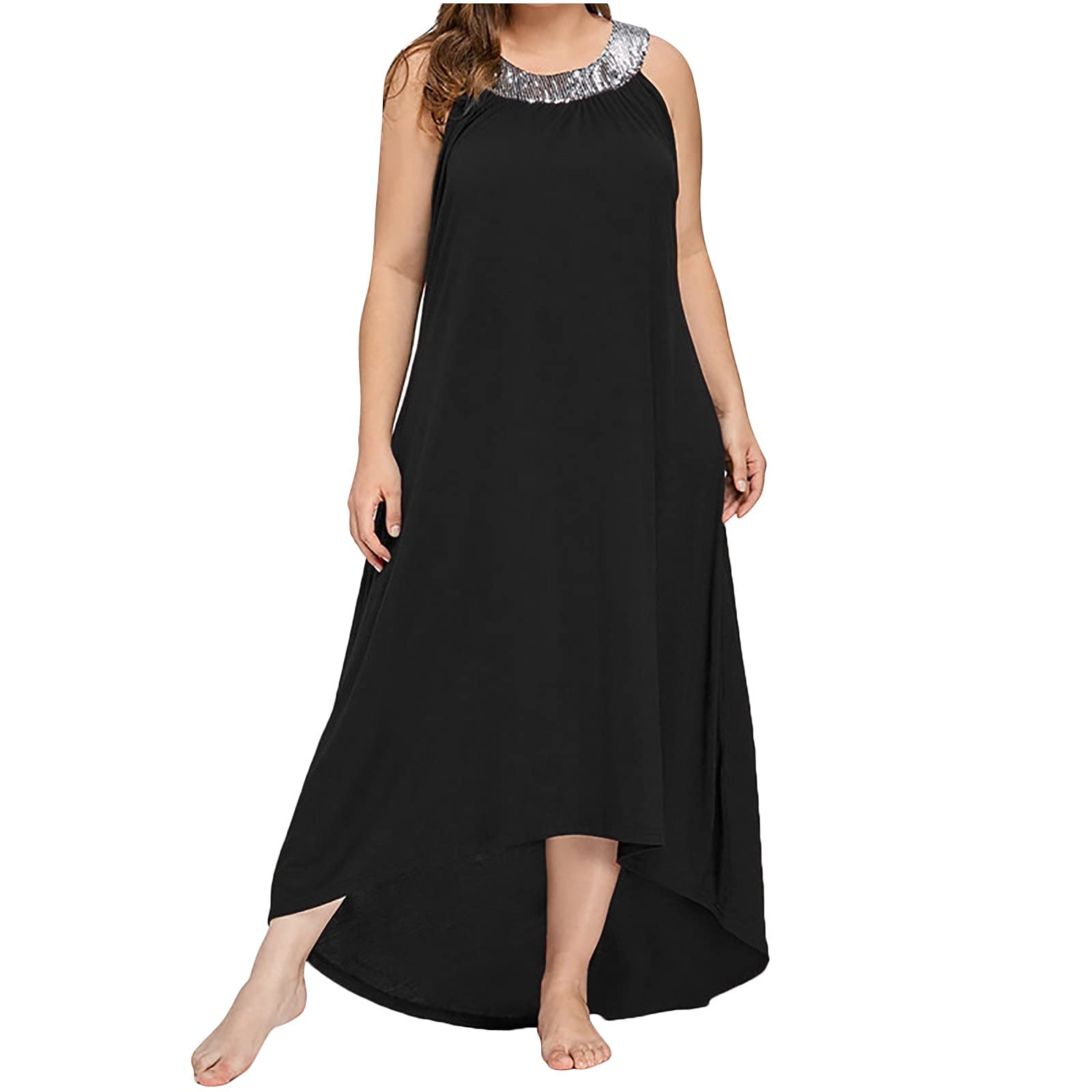 Plus Size Maxi Dress for Women - Halter Neck Sleeveless Mermaid Evening Gown for Wedding Guest, Party & Special Occasions | Elegant Formal Wear for Prom, Cocktail Events & Night Out